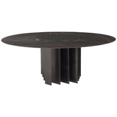 Exilis Round Dining Table with Black Metal Feet and Marble Top by Amura Lab