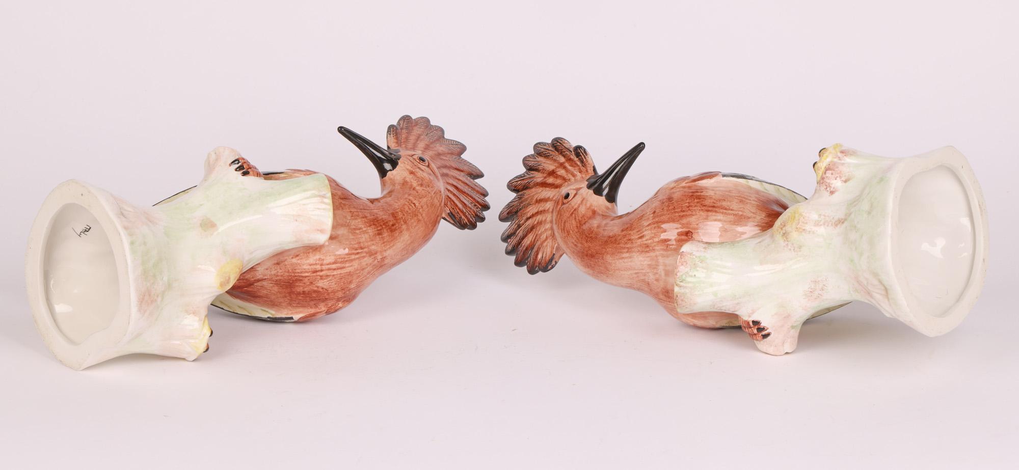 Eximious Italian Mid-Century Pair Porcelain Hoopoe Birds  4