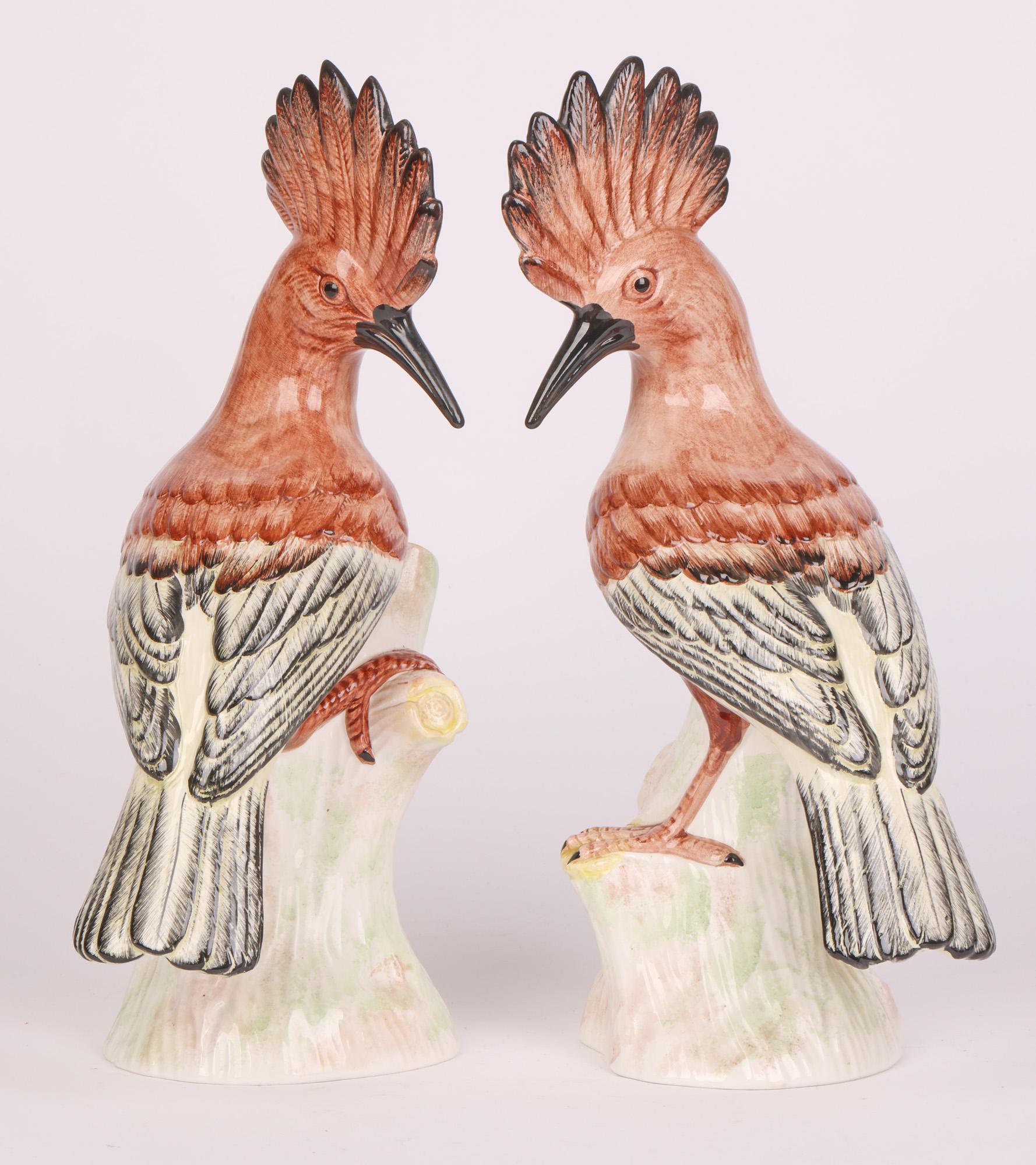 Eximious Italian Mid-Century Pair Porcelain Hoopoe Birds  5