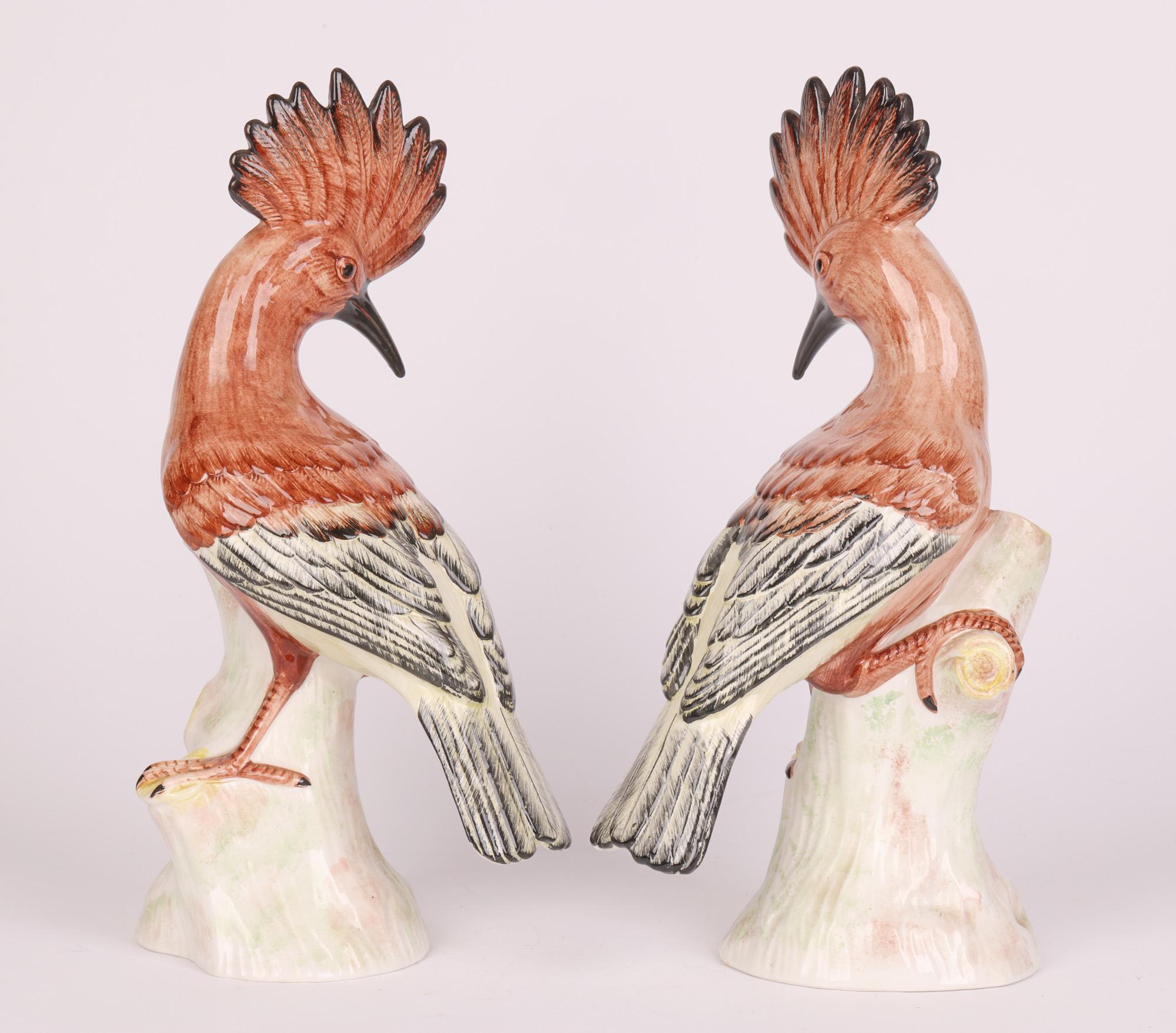 Eximious Italian Mid-Century Pair Porcelain Hoopoe Birds  7