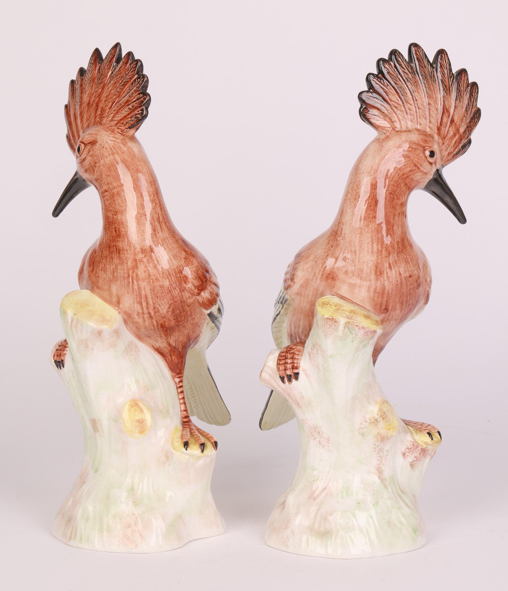 Eximious Italian Mid-Century Pair Porcelain Hoopoe Birds  11