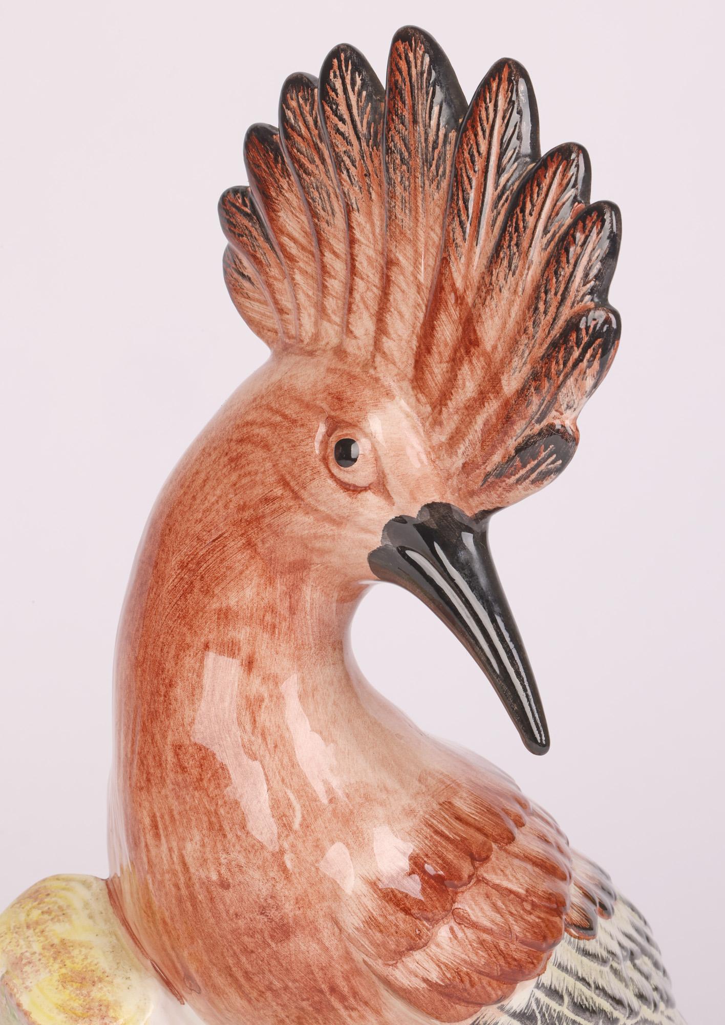 Eximious Italian Mid-Century Pair Porcelain Hoopoe Birds  14
