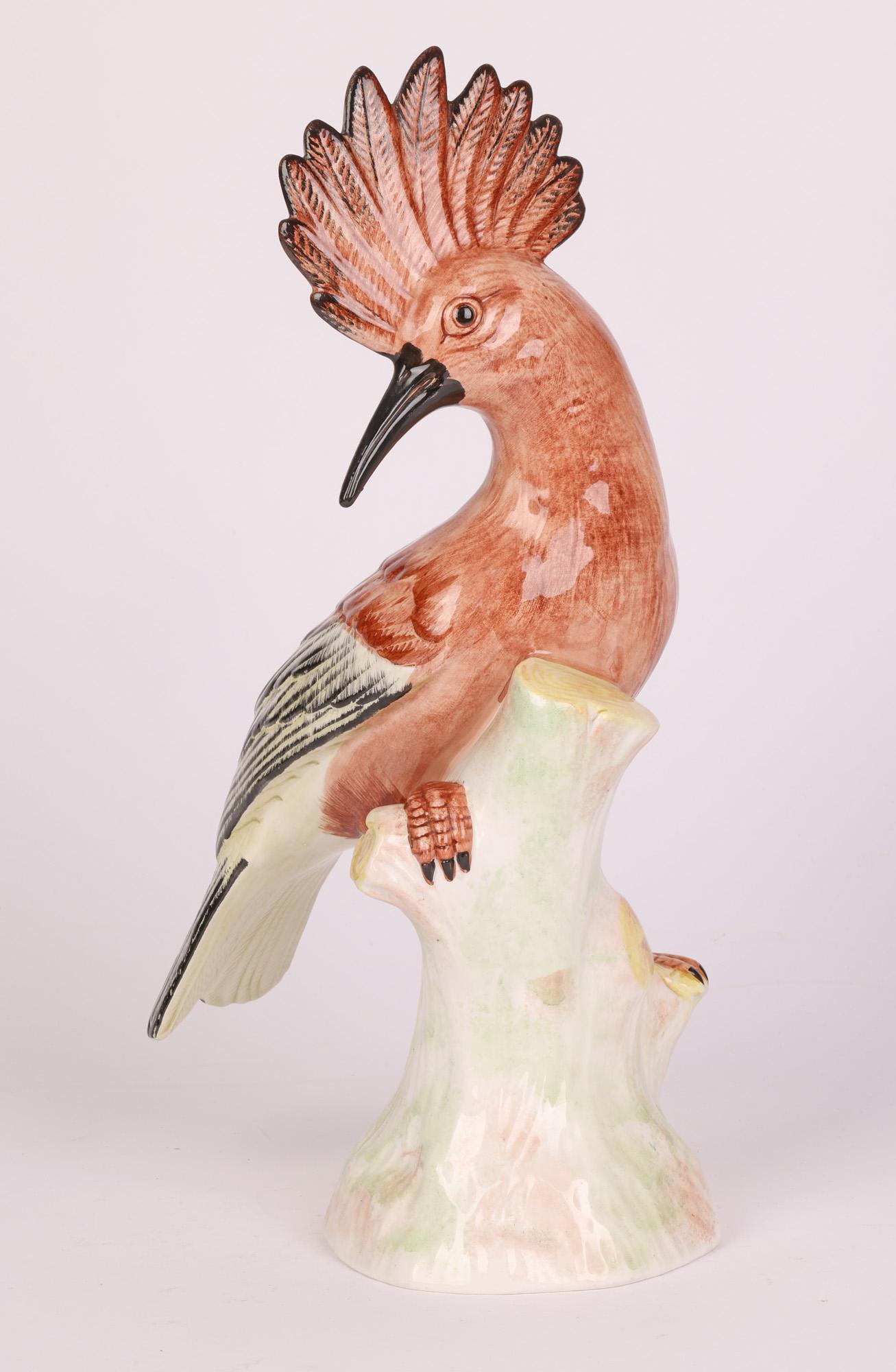 20th Century Eximious Italian Mid-Century Pair Porcelain Hoopoe Birds 
