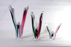 Exciting 3 parts of the famous Flygsfors Coquille mid 19th century glass vase