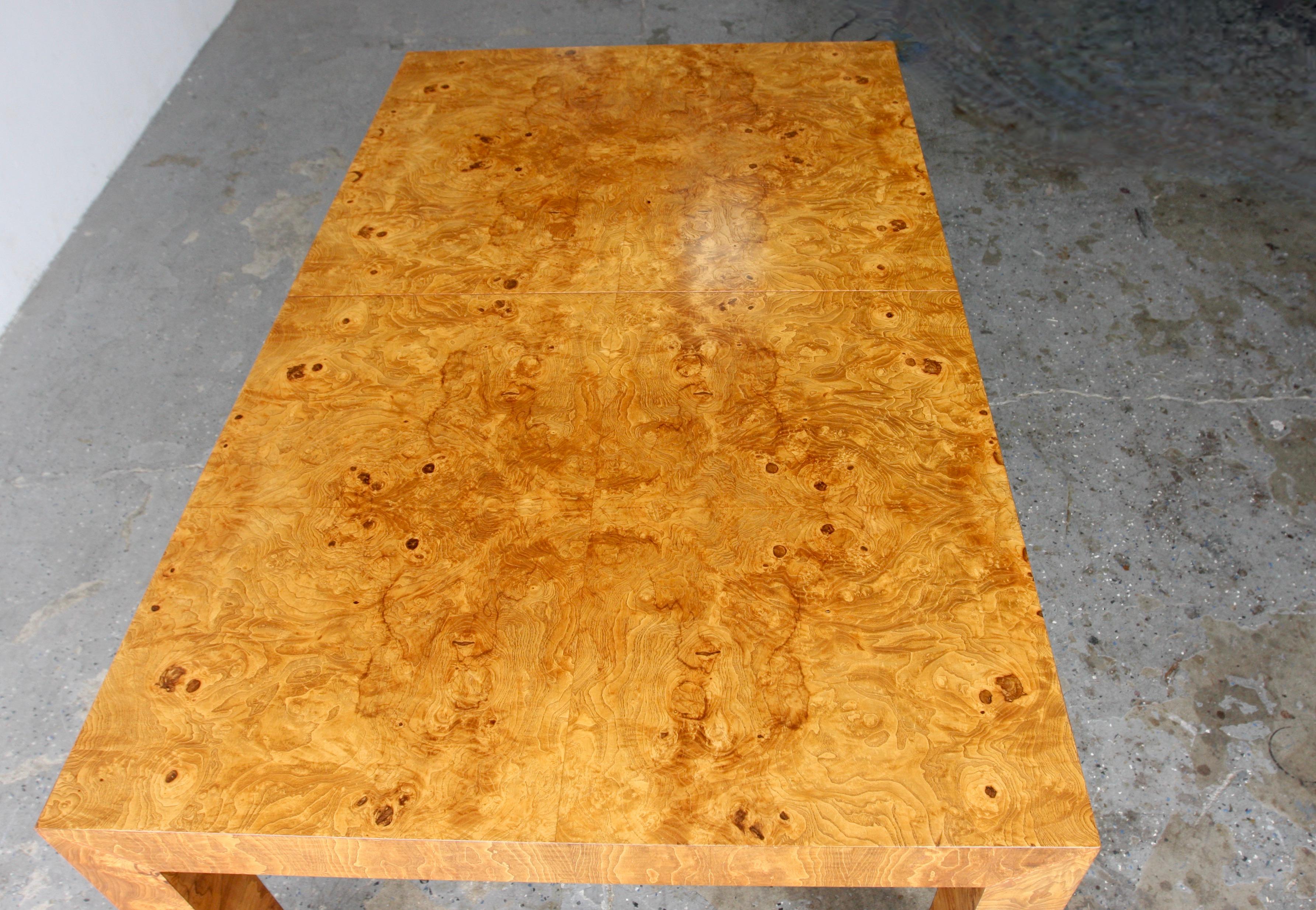 Mid-Century Modern EXL large 1970s  Milo Baughman for Thayer Coggin Book Matched Burl Wood For Sale