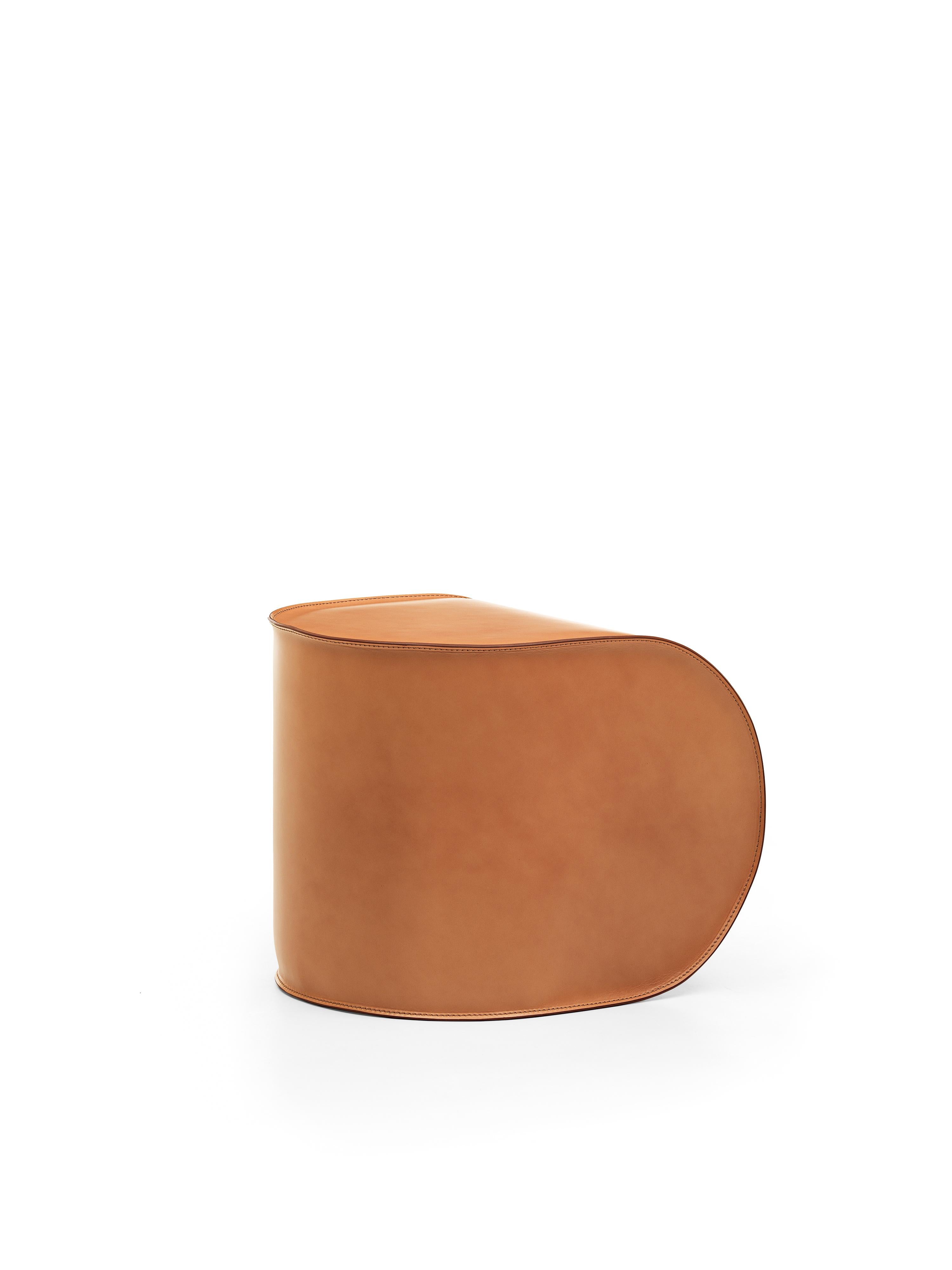 Italian 21st Century Modern Ultralight Armchair And Pouf Set In Hide Leather For Sale