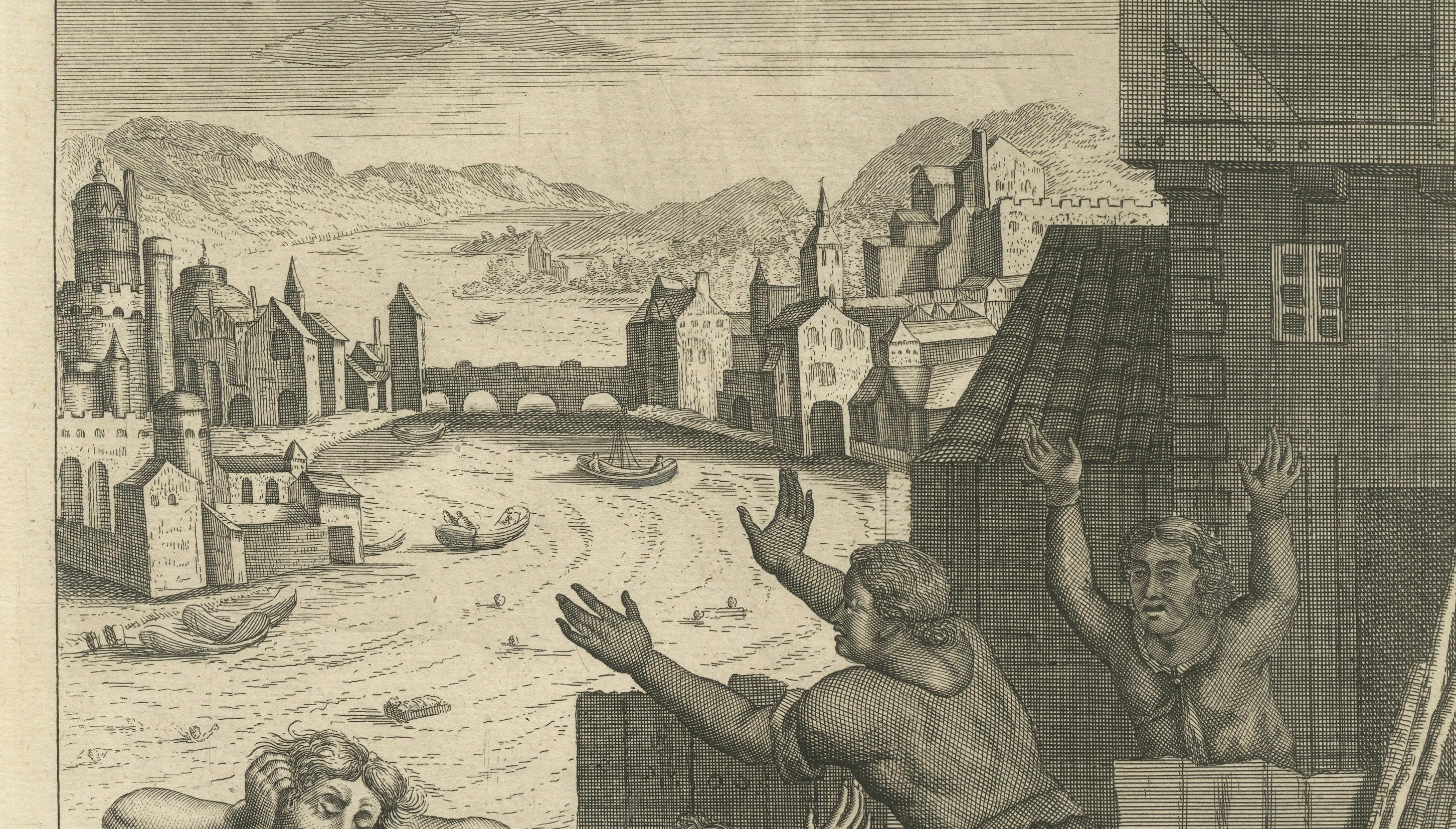 Exodus und Defiance: P.P. Bouche's 1705 Gravur der ägyptischen Midwives im Zustand „Gut“ im Angebot in Langweer, NL
