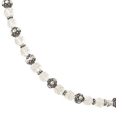 Exolette Vintage Crystal Silver Hematite Cross on a Sterling Crystal Necklace