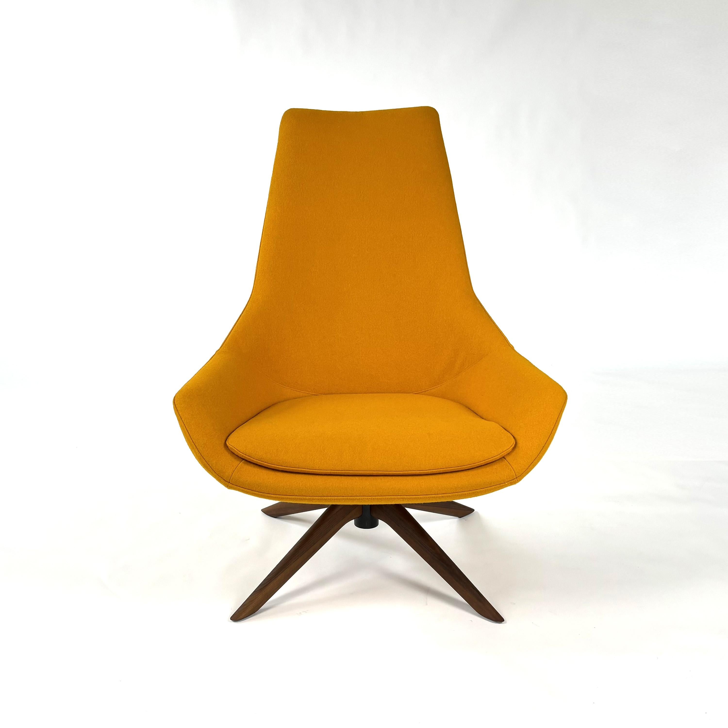 Exord Lounge Chair & Footstool by Jean Marie Massaud for Cassina
2022
Upholstered in Ochre Yellow felted wool with 4 Spoke Base in American Walnut

No Longer in Production