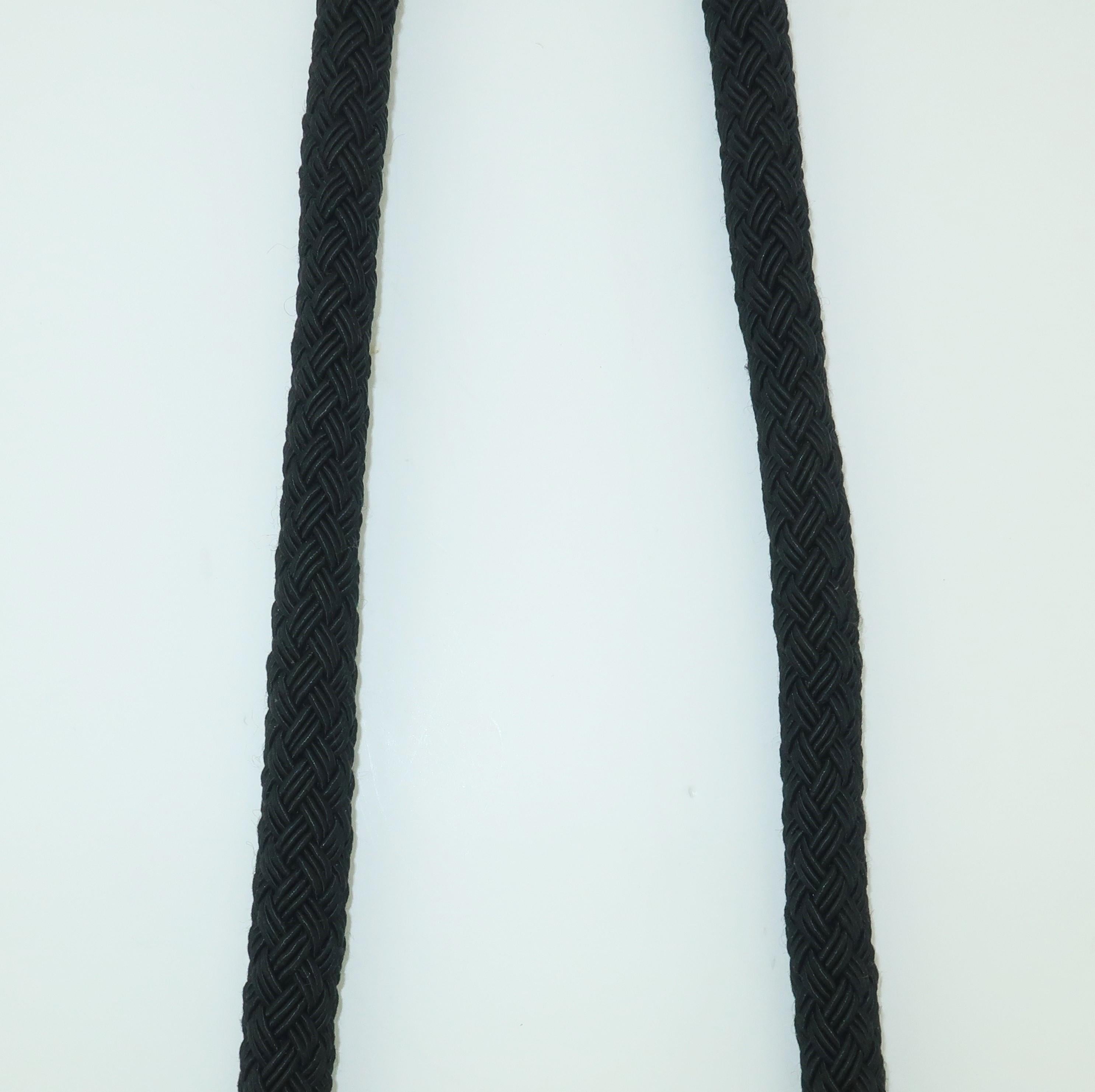 Exotic 1970's Black & Gold Tassel Necklace Belt 3