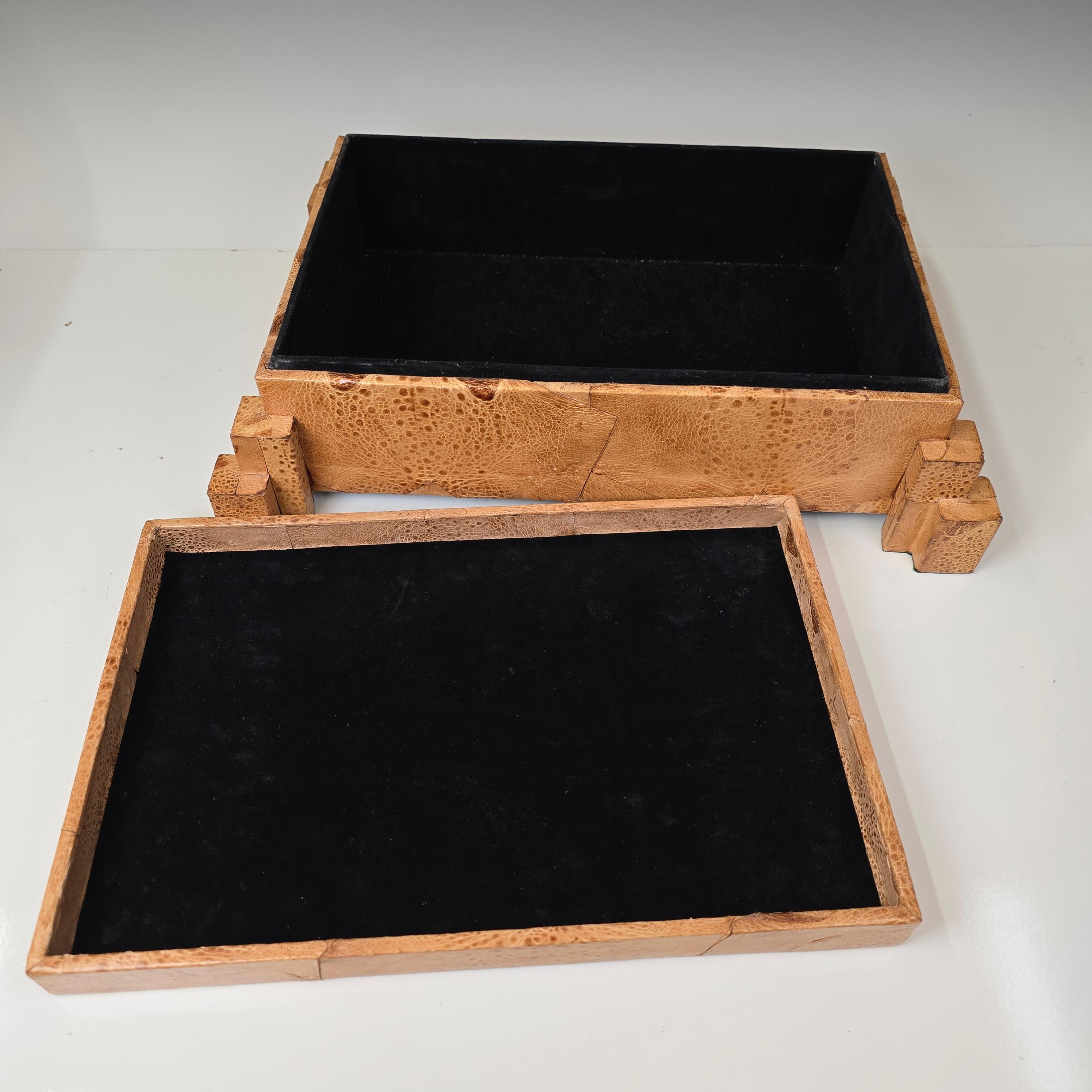 Exótica caja de piel de rana Deco Revival de los años 70 en Bueno estado para la venta en Kilmarnock, VA