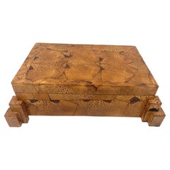 Vintage Exotic 1970s Frog Skin-Leather Asymmetrical Table Box, Style of Karl Springer 