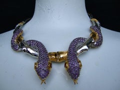 Exotic Amethyst Articulated Sterling Serpent Choker Necklace  21st c