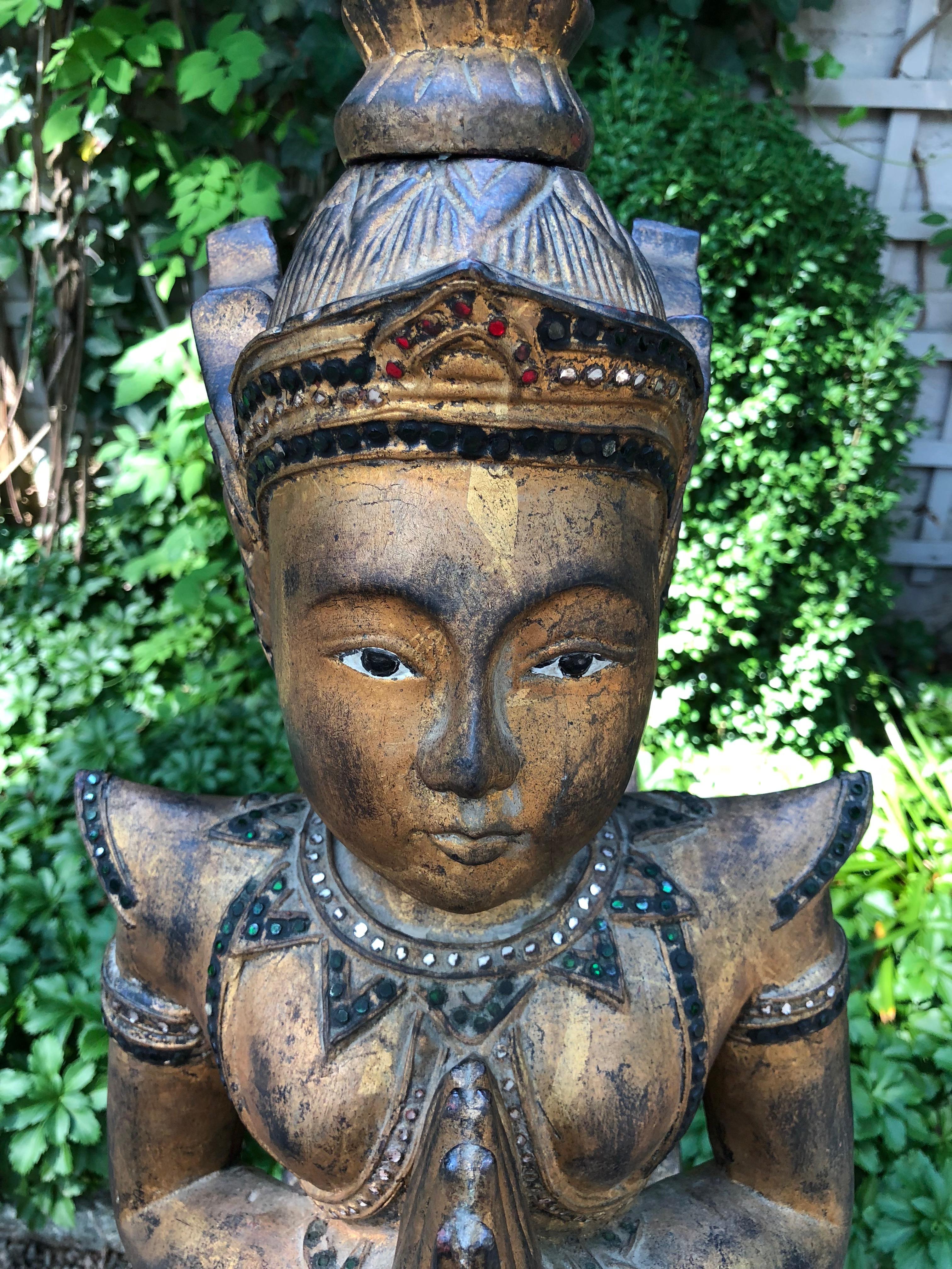 Exotic and Large Thai Deity Sculpture In Excellent Condition In Hopewell, NJ