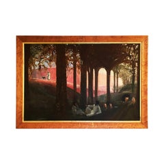 Exotic Arabesque Vintage Painting by Alan Healey 1970s Vintage Retro Boho Pink