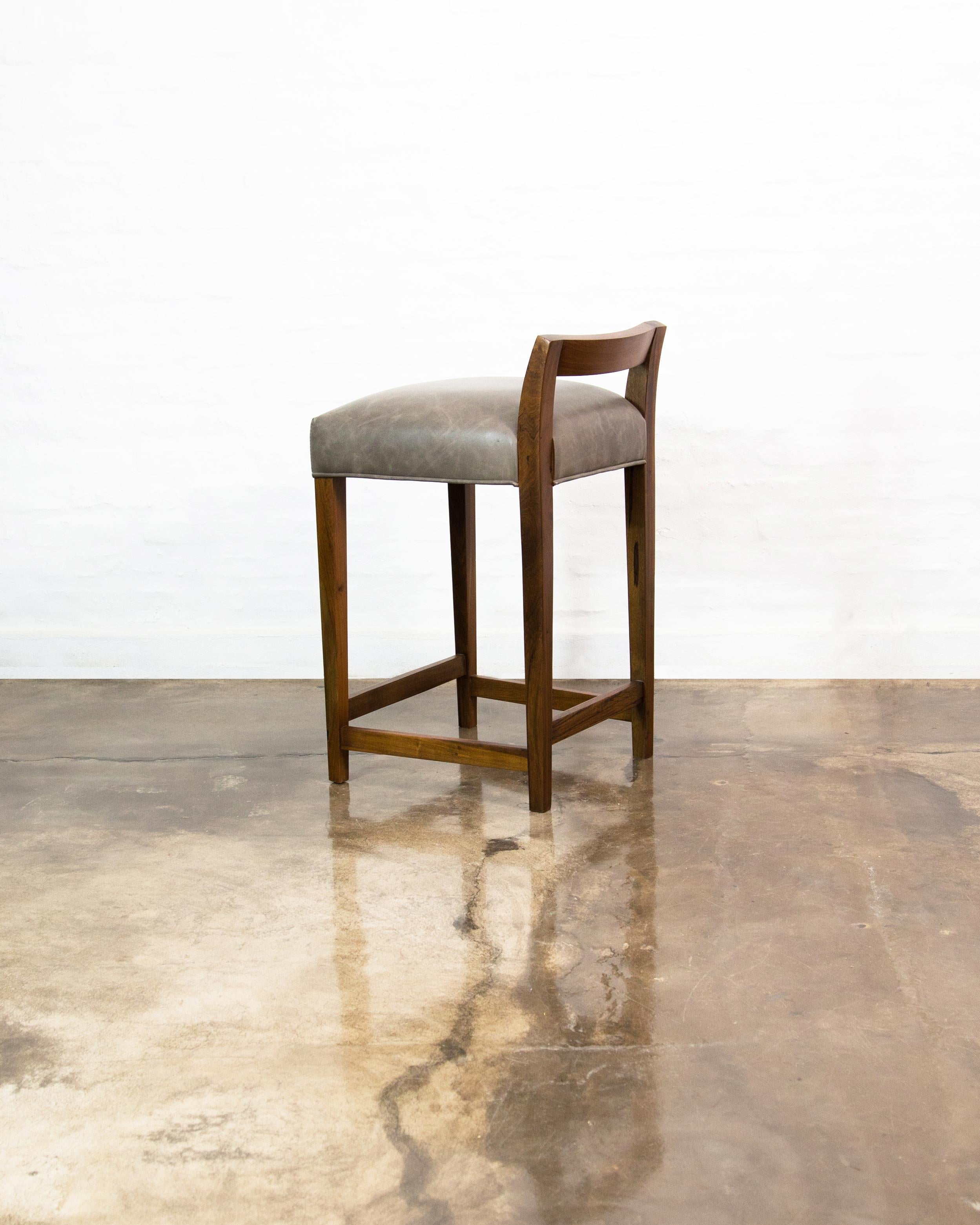 Modern Exotic Argentine Rosewood Leather Counter Stool from Costantini, Umberto For Sale