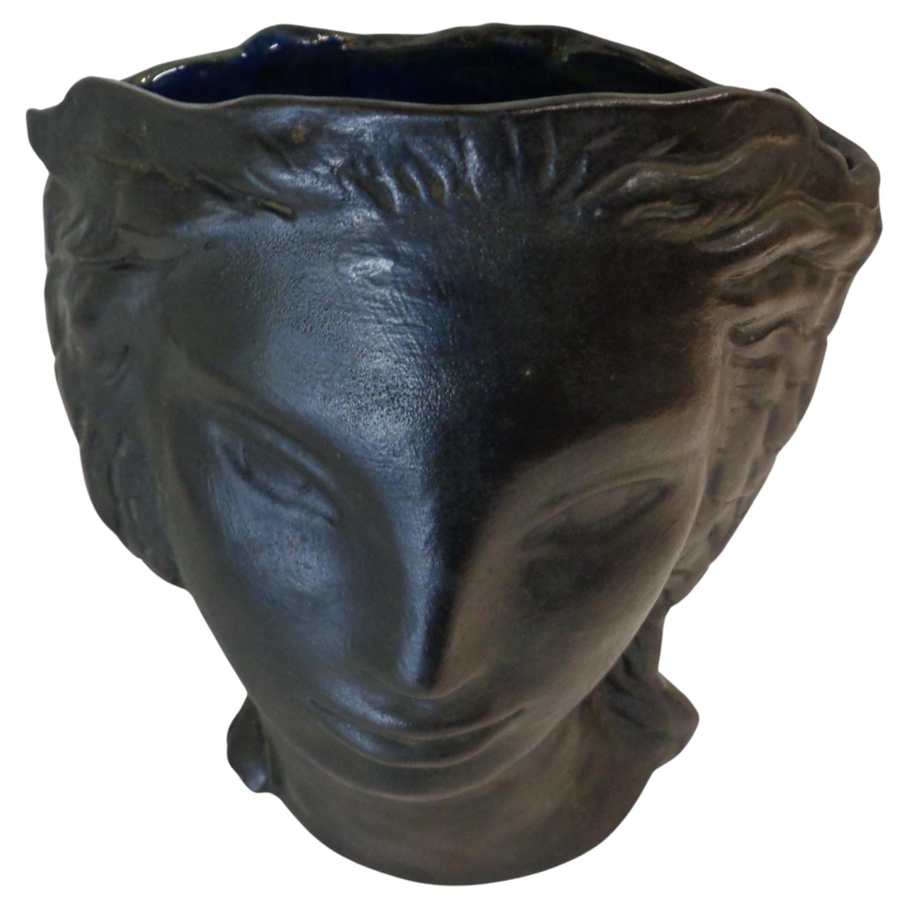 American   Art Deco Ceramic Exotic Head Vase Sculpture by Edith Varian Cockcroft