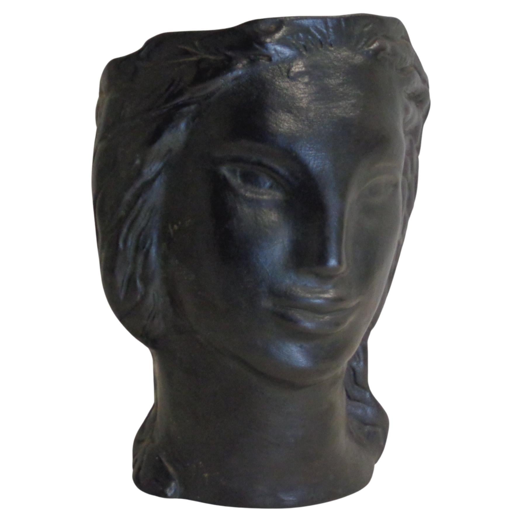   Art Deco Ceramic Exotic Head Vase Sculpture by Edith Varian Cockcroft In Good Condition In Rochester, NY