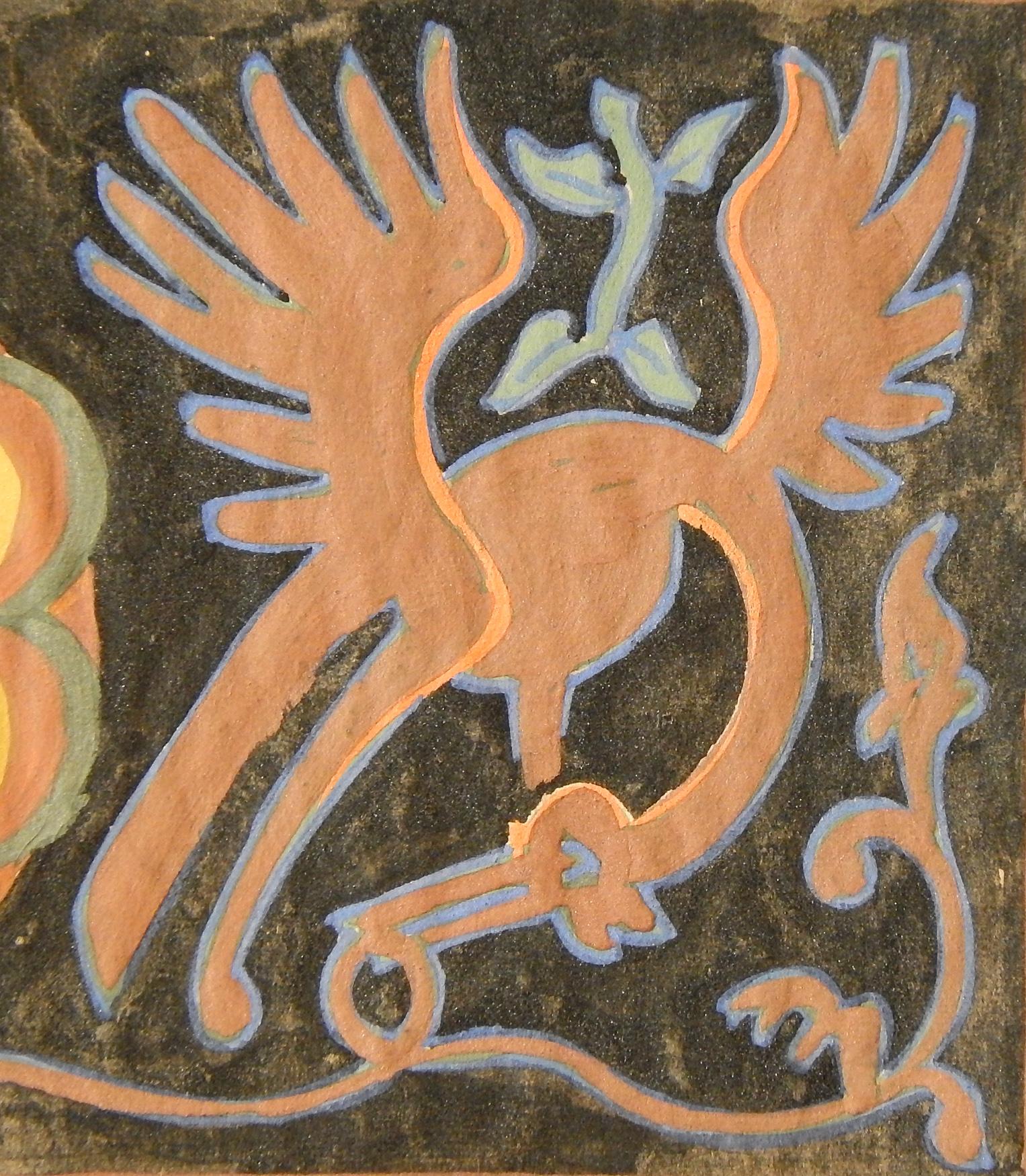 Americano Fregio con uccelli esotici, dipinto decorativo Art Decor di Dunbar Beck in vendita