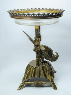 Exotic Bird Metal and Crystal Centerpiece