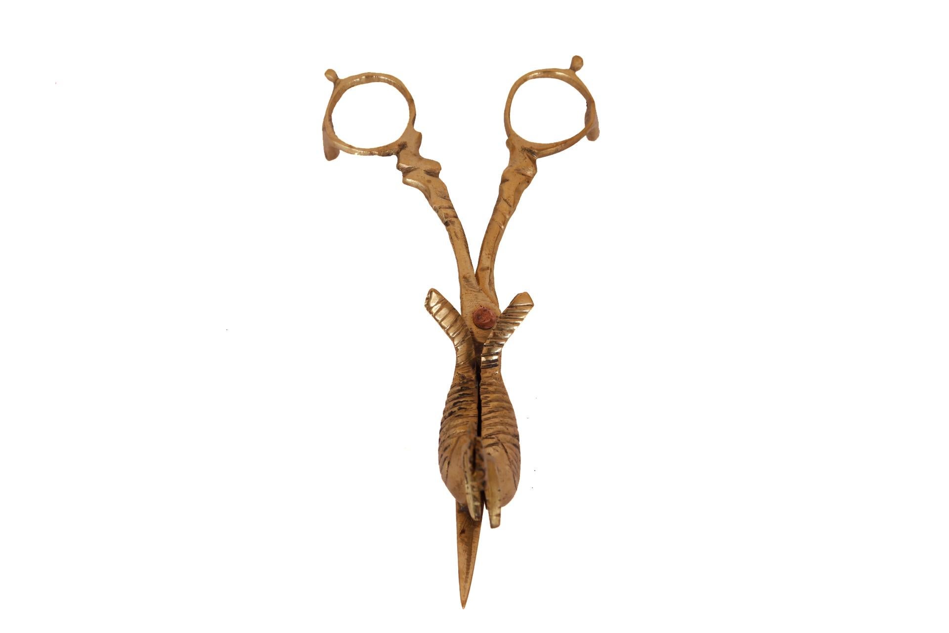 19th Century Exotic Bird Snuffer Scissors in Brass