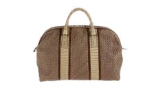 BOTTEGA VENETA Exotic Intrecciato Woven Leather & Crocodile Weekender Travel Bag