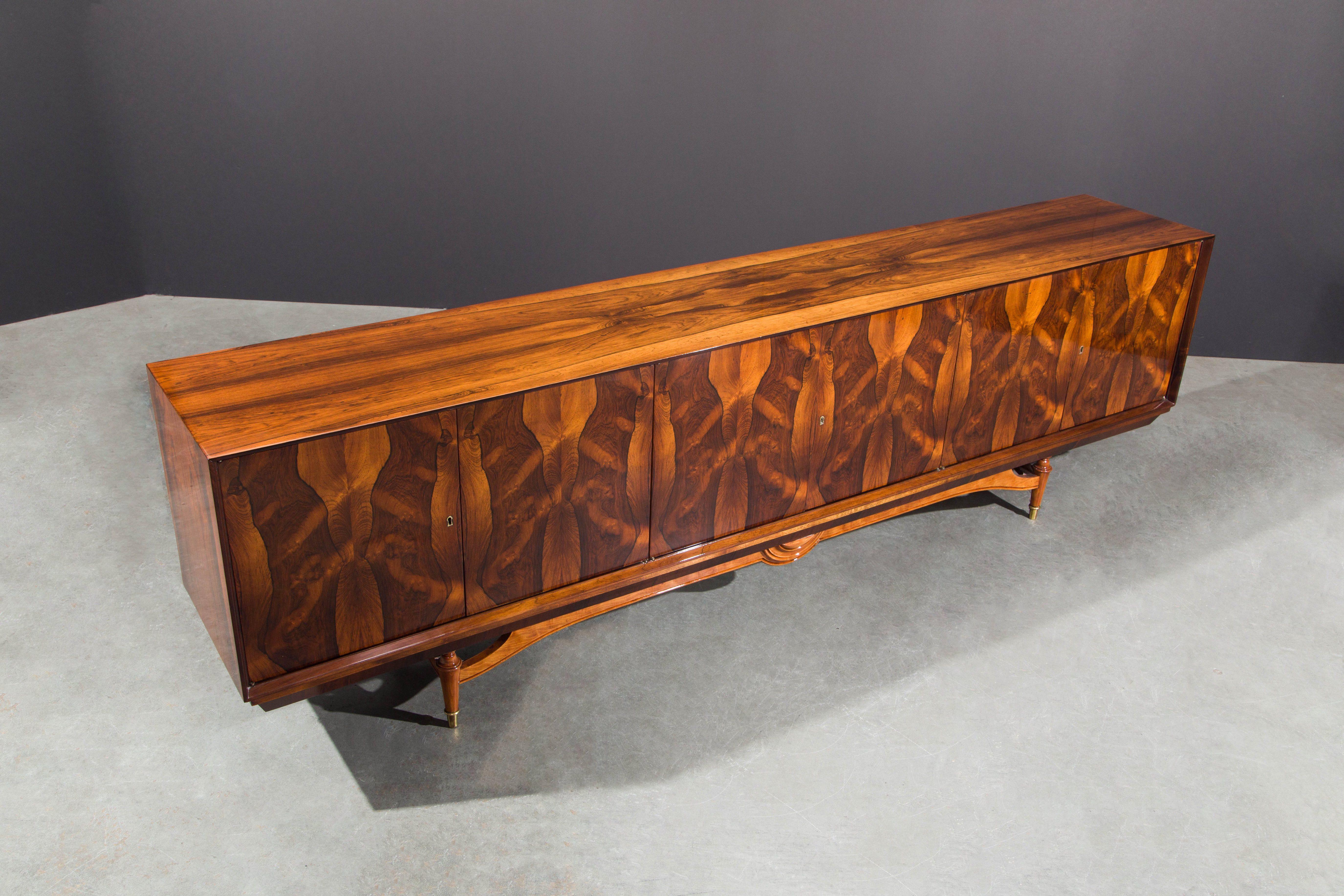 Mid-20th Century Exotic Brazilian Rosewood Giuseppe Scapinelli Sideboard, 1950s Brazil