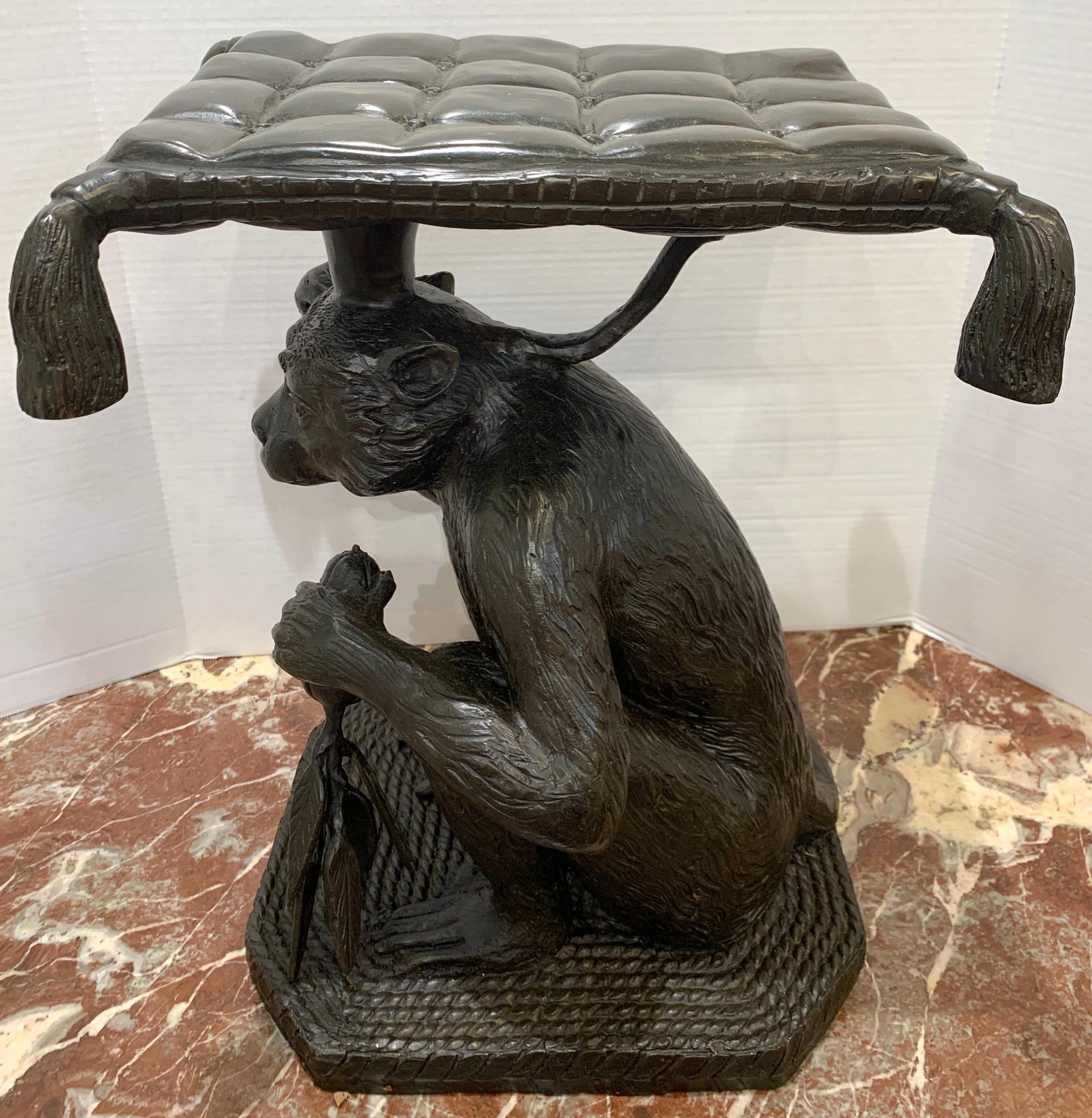 Exotic Bronze Monkey Garden Seat For Sale 3