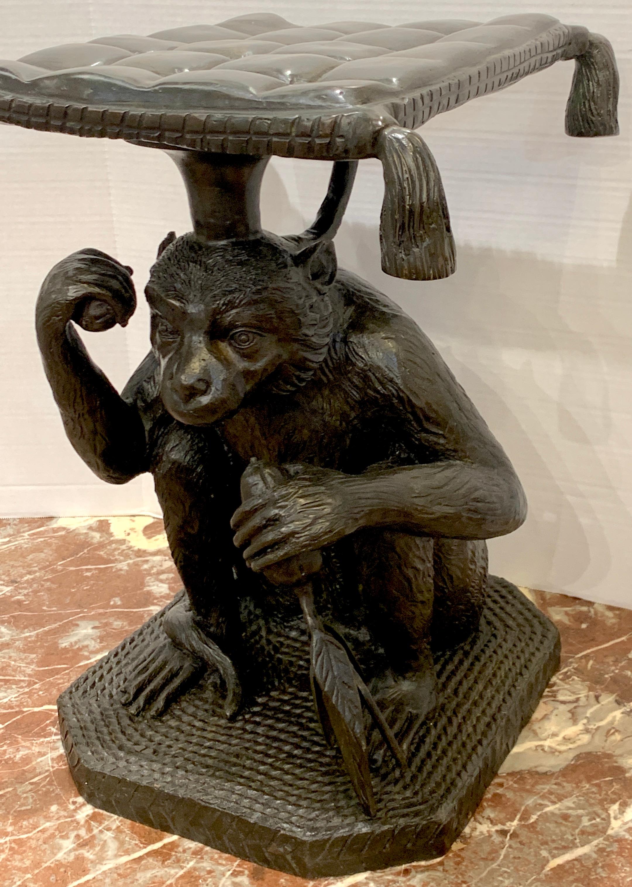 Neoclassical Exotic Bronze Monkey Garden Seat For Sale