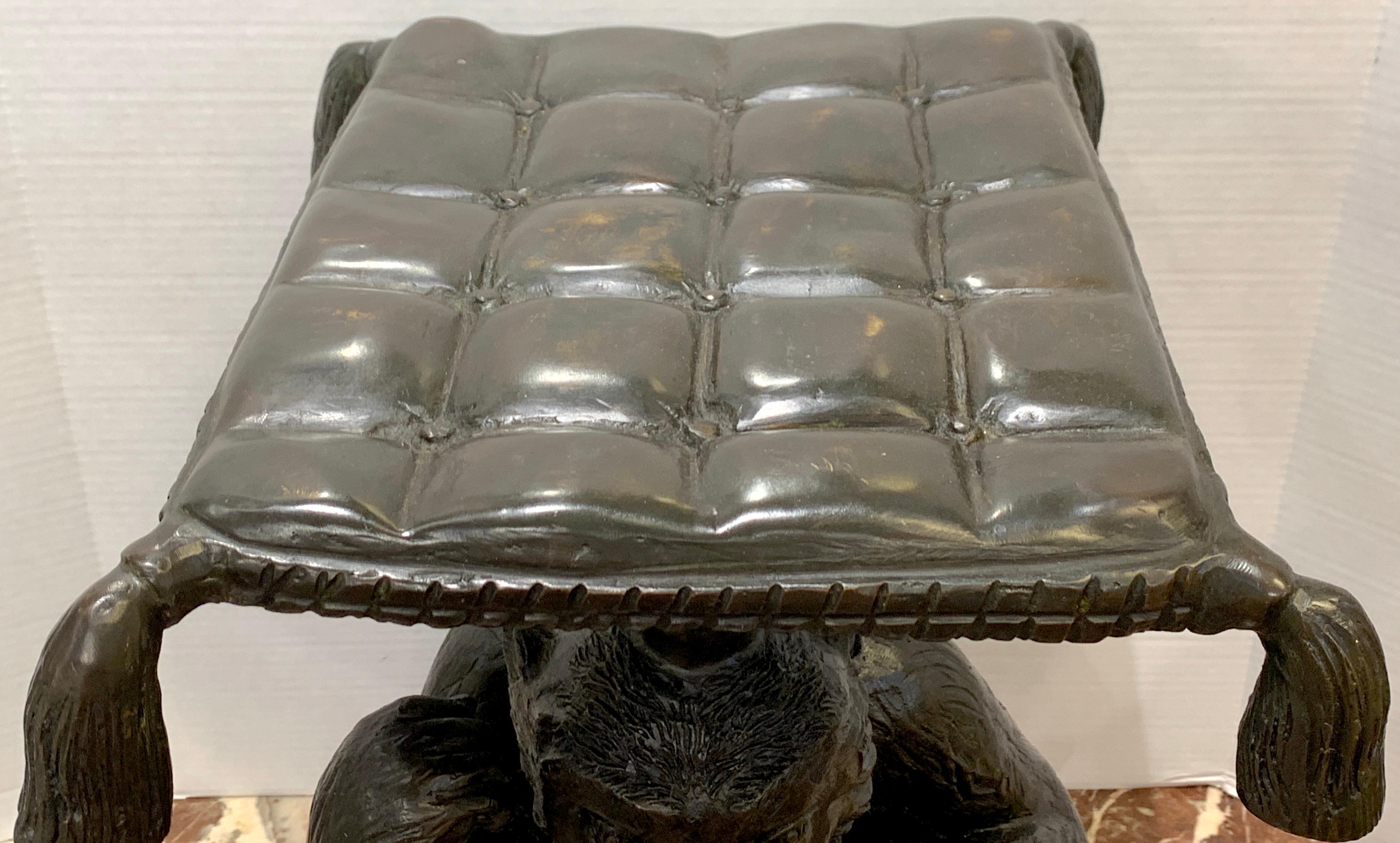 Exotic Bronze Monkey Garden Seat In Good Condition For Sale In Atlanta, GA