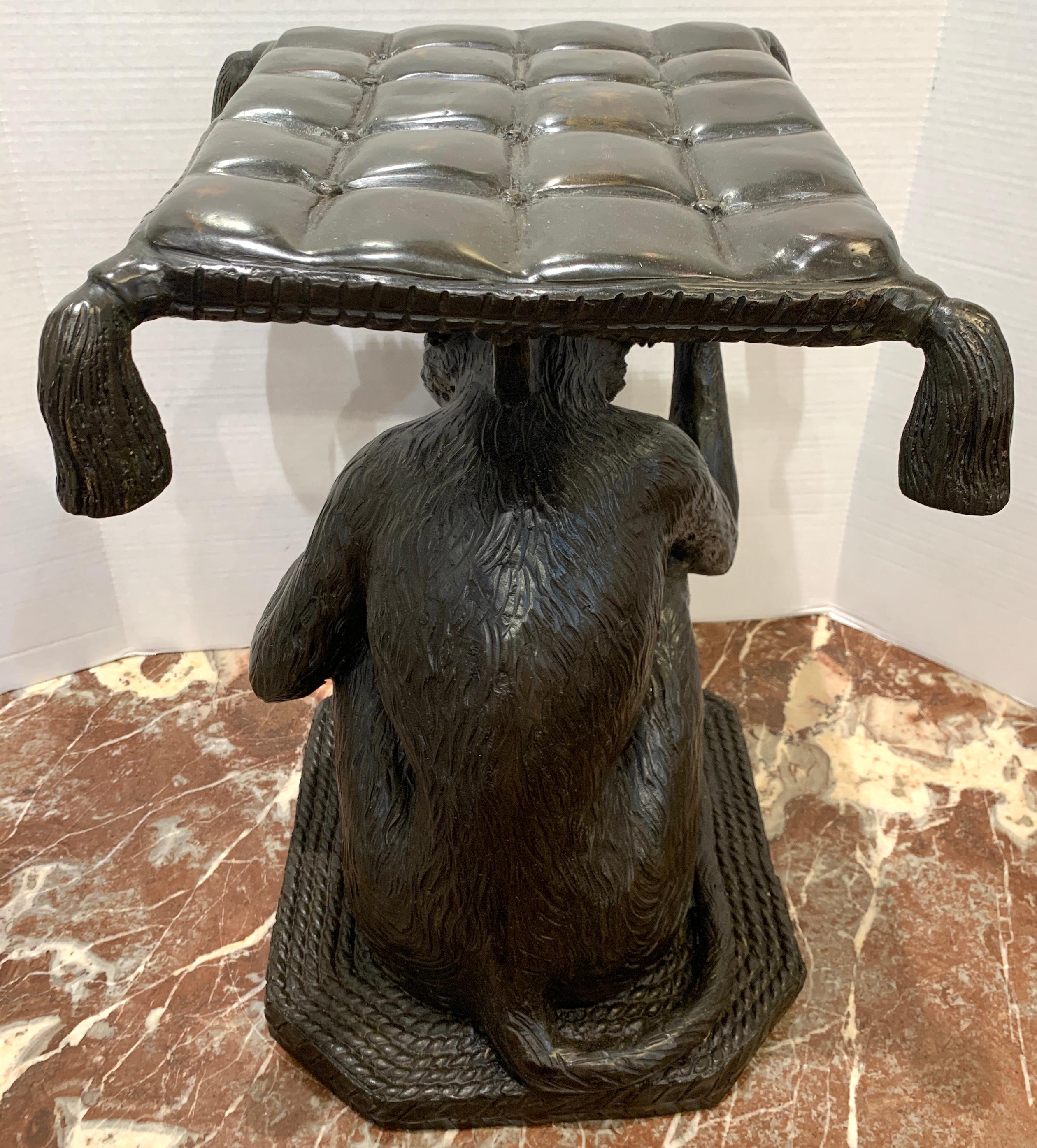 Exotic Bronze Monkey Garden Seat For Sale 1