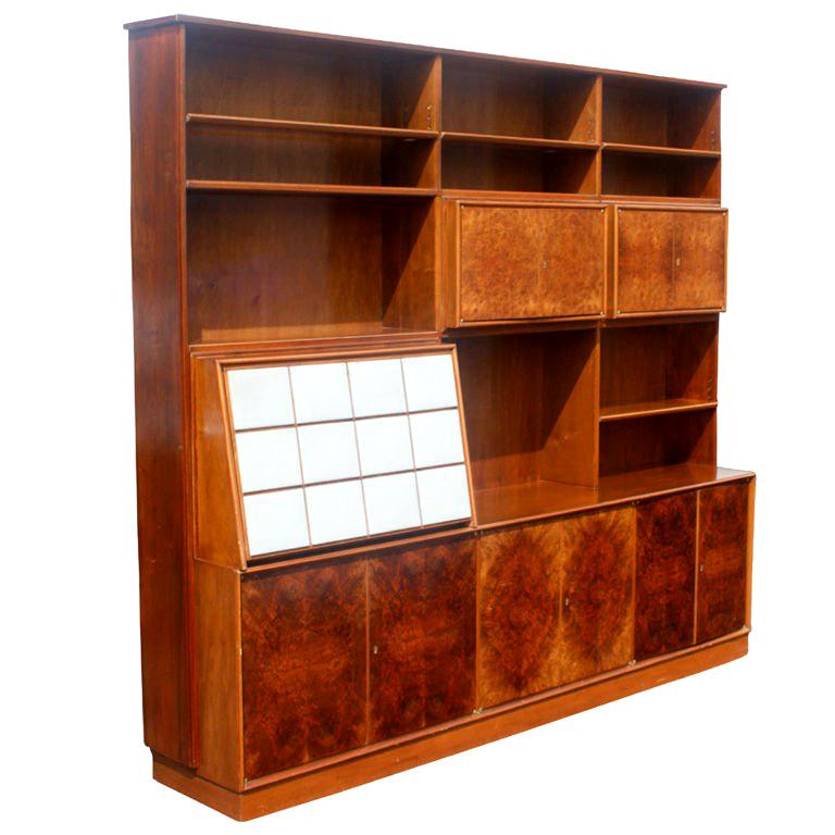 Exotic Burled Multi Purpose Wall Unit For Sale at 1stDibs