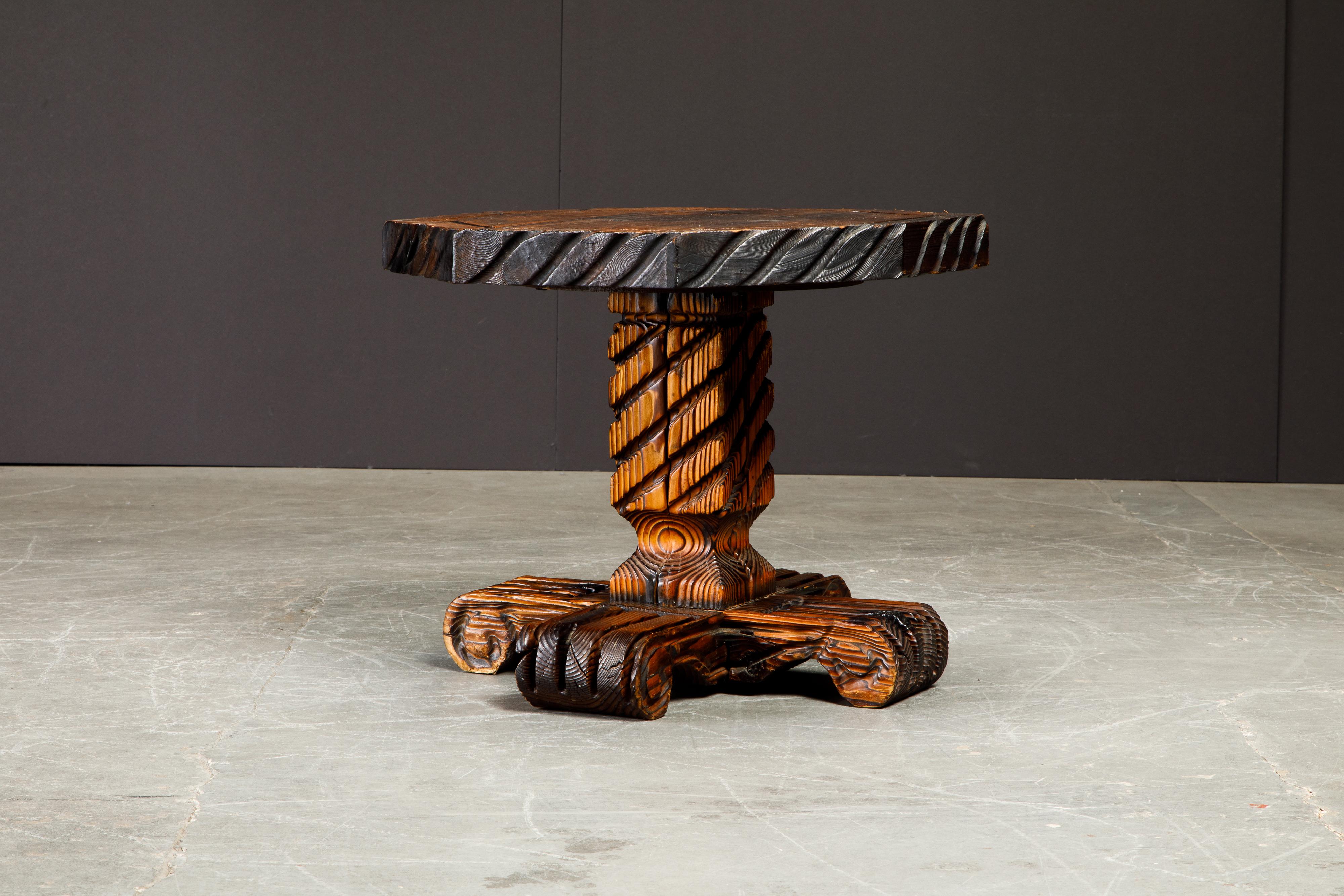 American Exotic Carved Occasional Table by William Westenhaver for Witco, c 1950