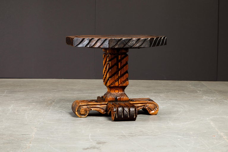 Exotic Carved Occasional Table by William Westenhaver for Witco, c 1950 In Good Condition In Los Angeles, CA