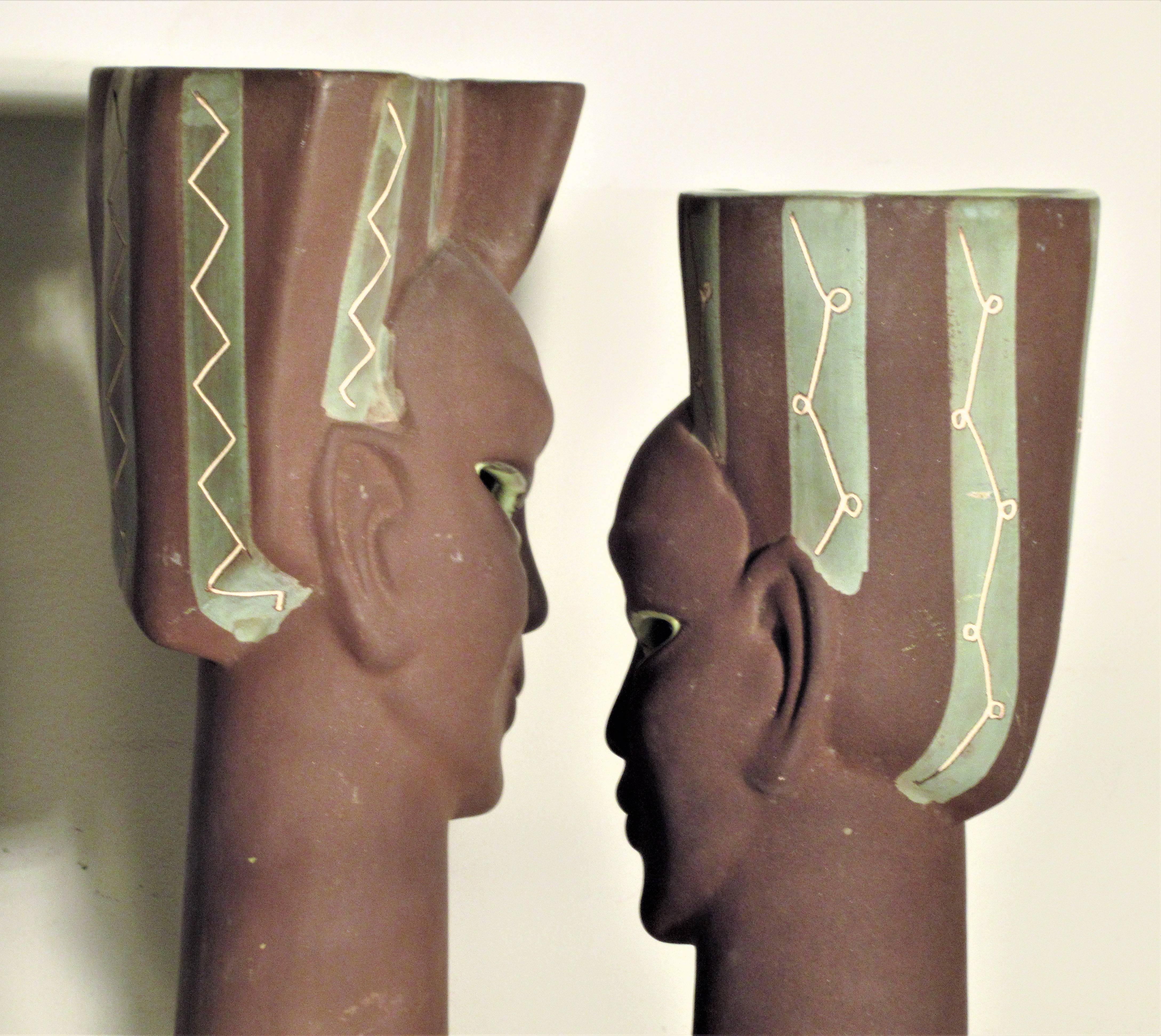 20th Century Exotic Ceramic Head Vase Sculptures