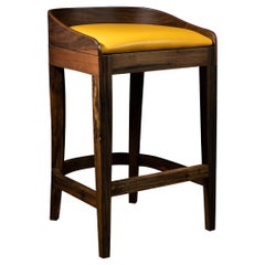 Sgabello esotico Wood Wood in pelle gialla di Costantini, Pia, In Stock