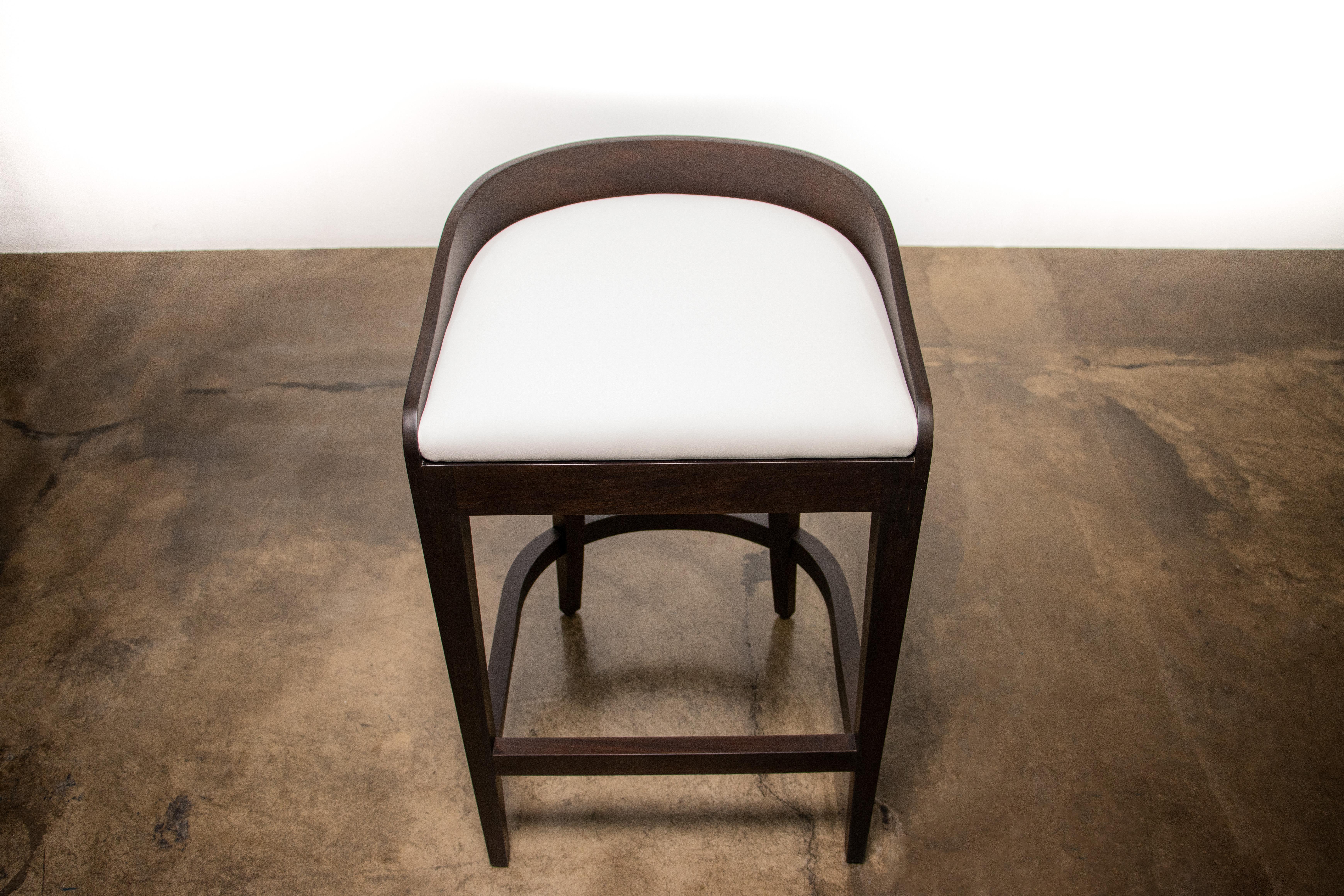 Exotic Contemporary Wood Stool with Wrapped Leather by Costantini, Pia In New Condition For Sale In New York, NY