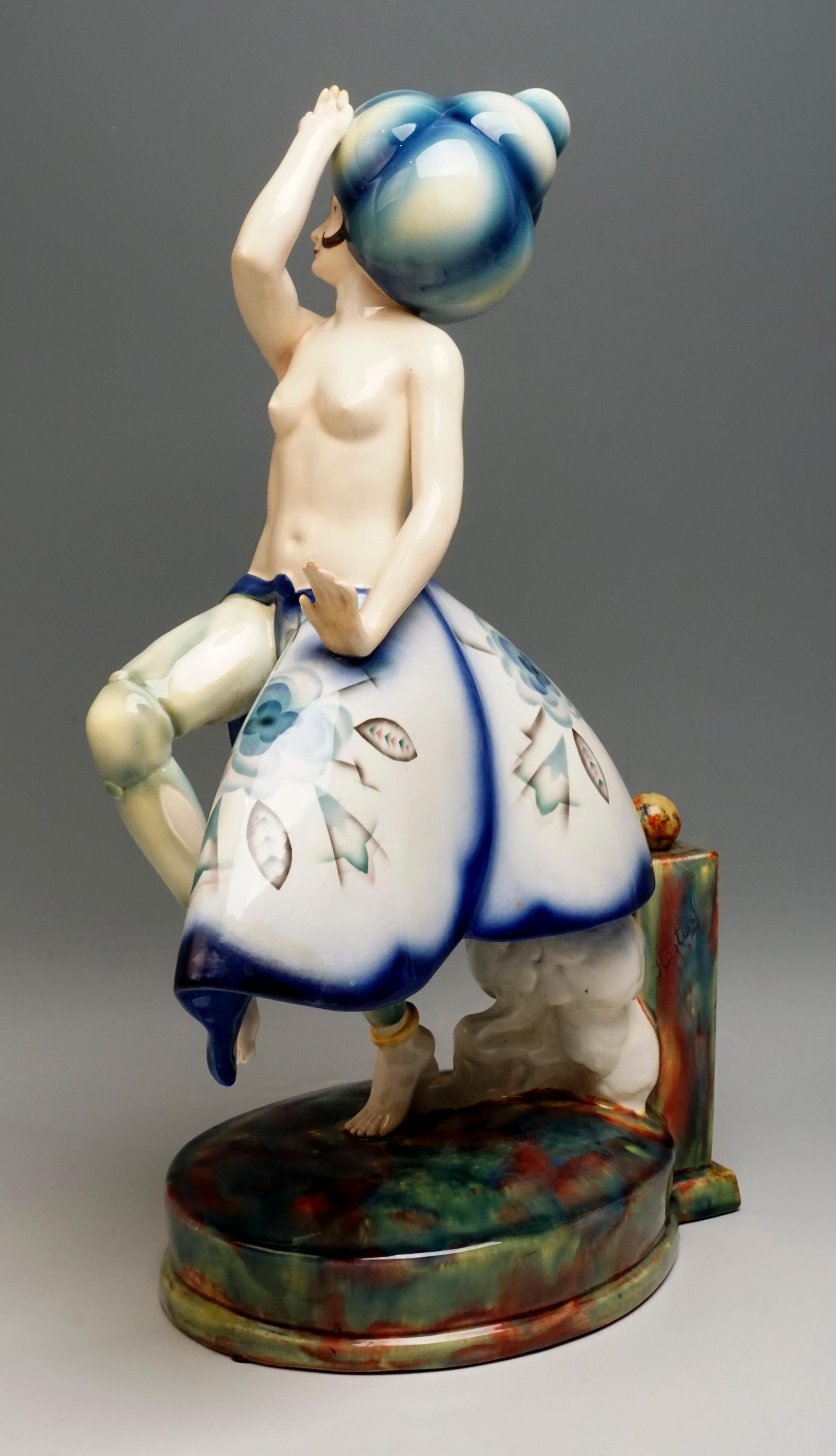 Art Deco Exotic Dancer with a Large Turban by Josef Kostial, Goldscheider Vienna
