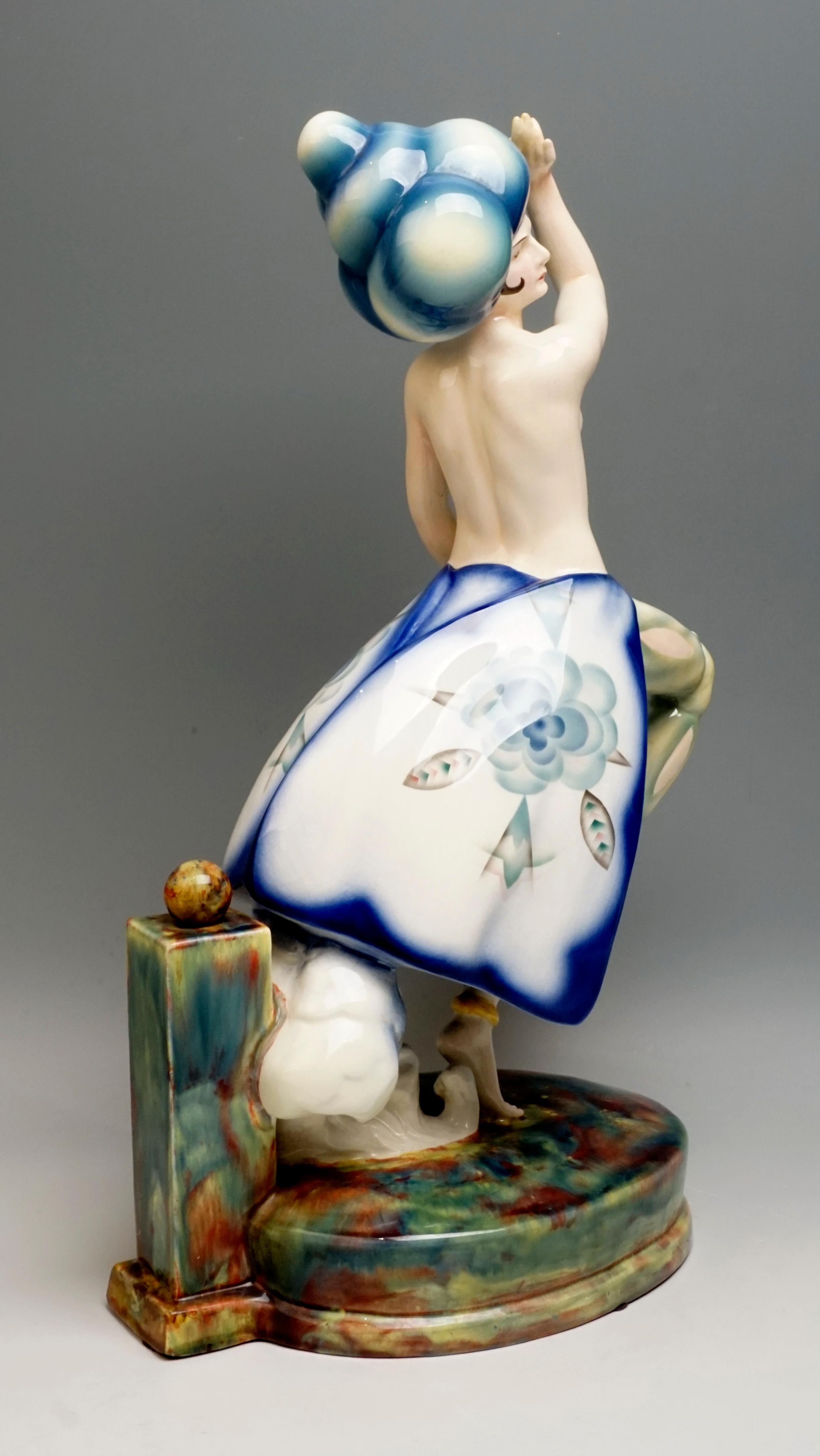 Hand-Painted Exotic Dancer with a Large Turban by Josef Kostial, Goldscheider Vienna