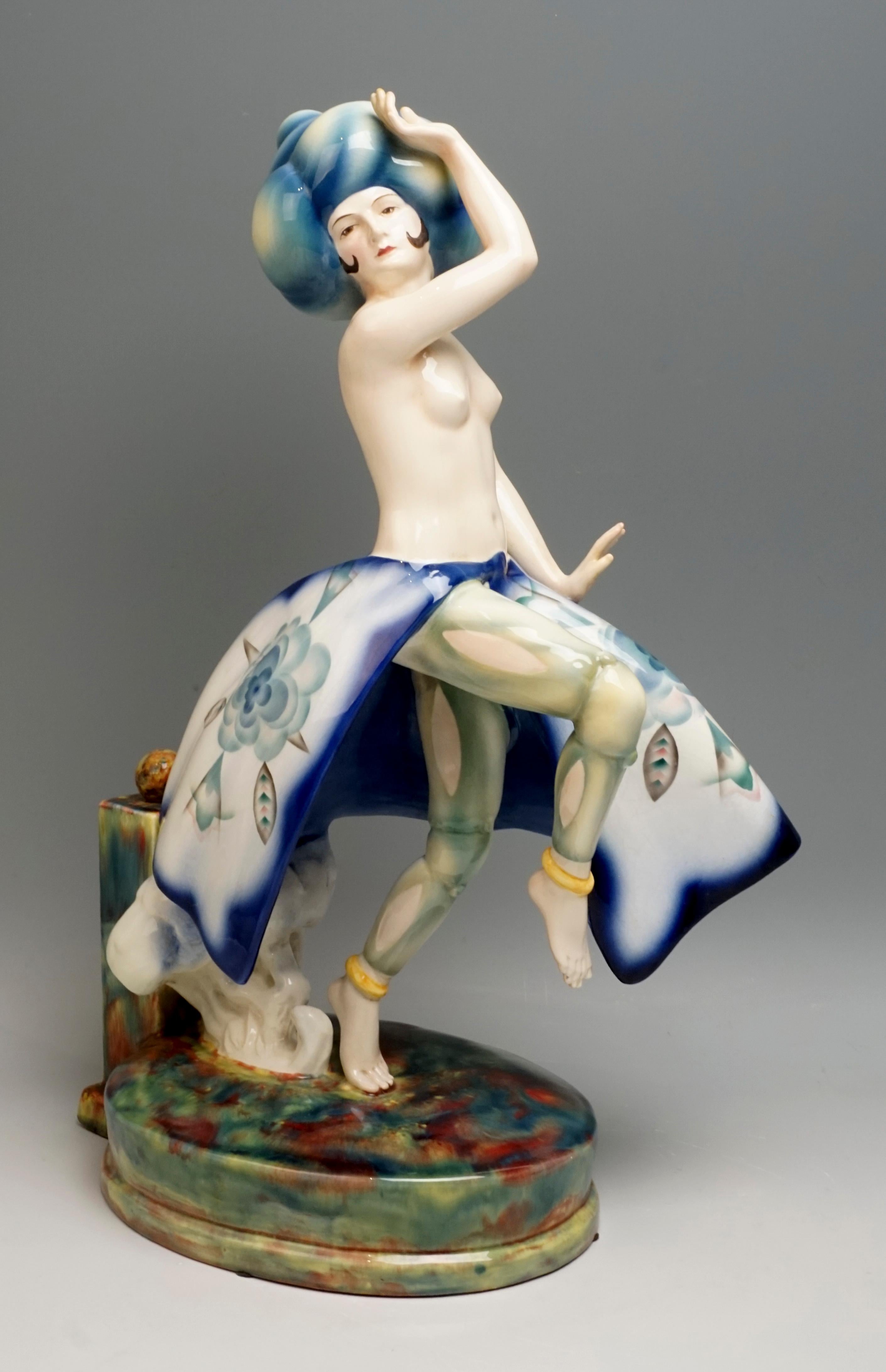 Early 20th Century Exotic Dancer with a Large Turban by Josef Kostial, Goldscheider Vienna