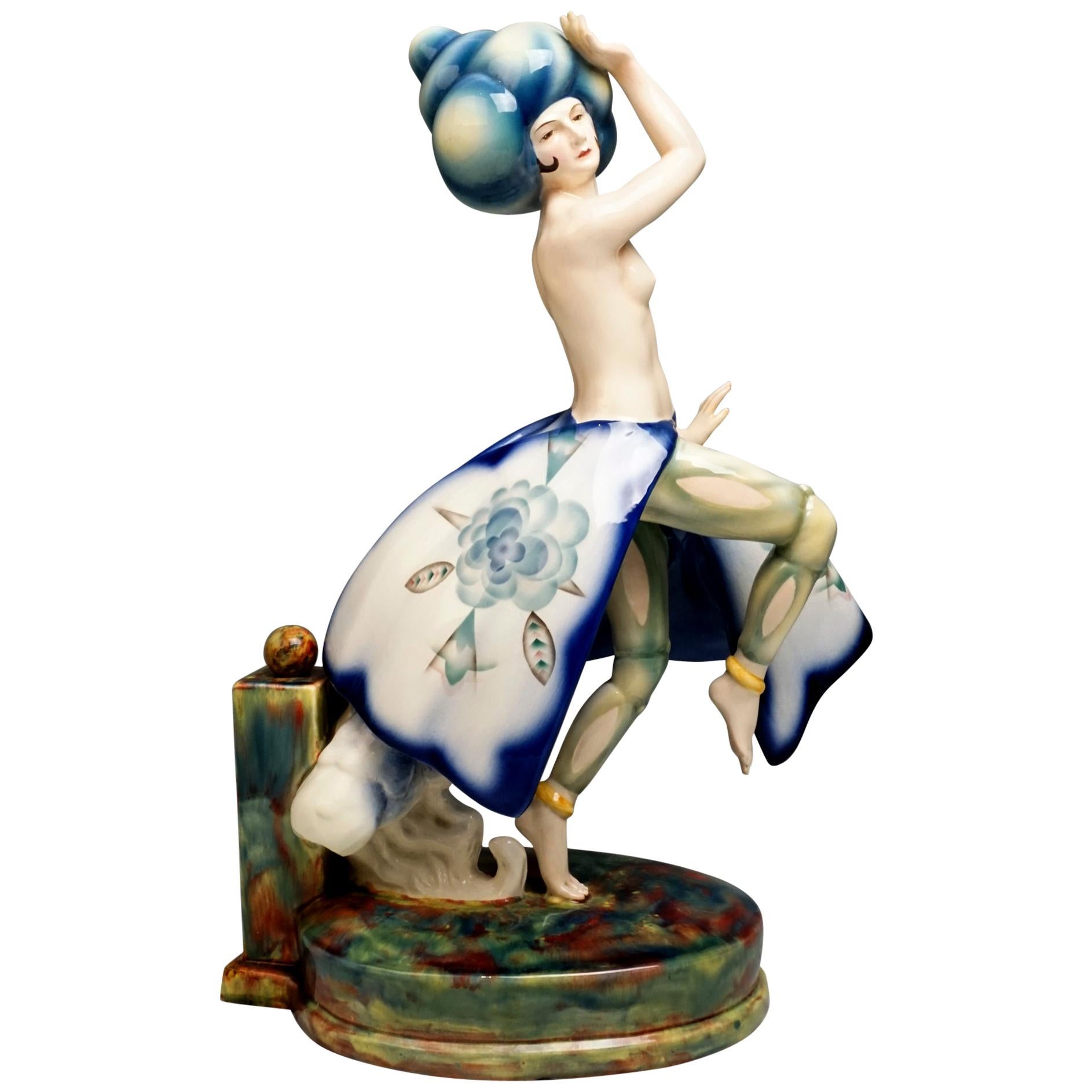 Exotic Dancer with a Large Turban by Josef Kostial, Goldscheider Vienna