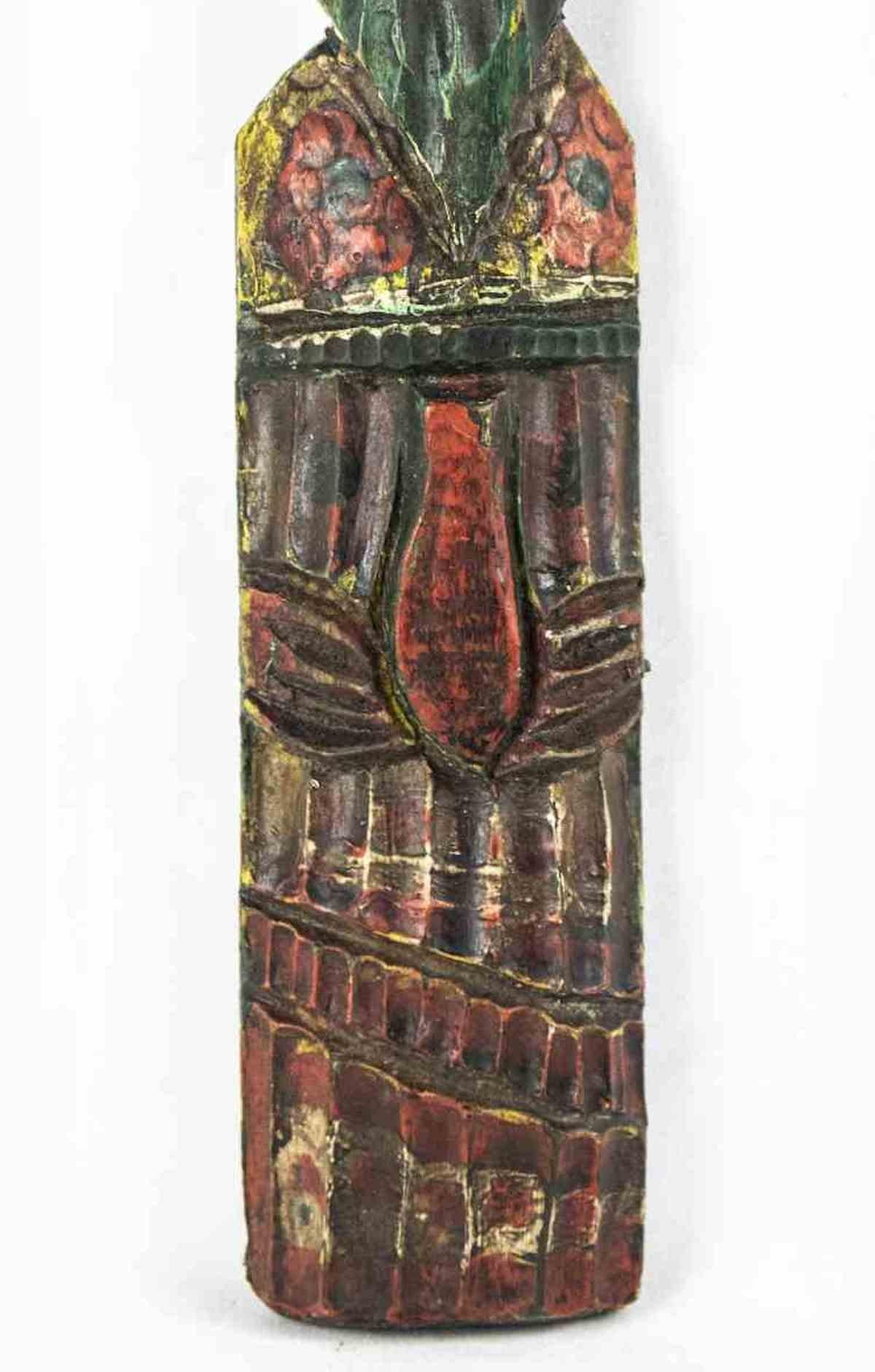 Hand-Carved Exotic Decorated Totem, Mid-20th Century