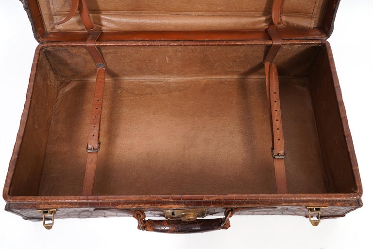 Exotic Early Horn Back Alligator or Crocodile Small Suitcase or