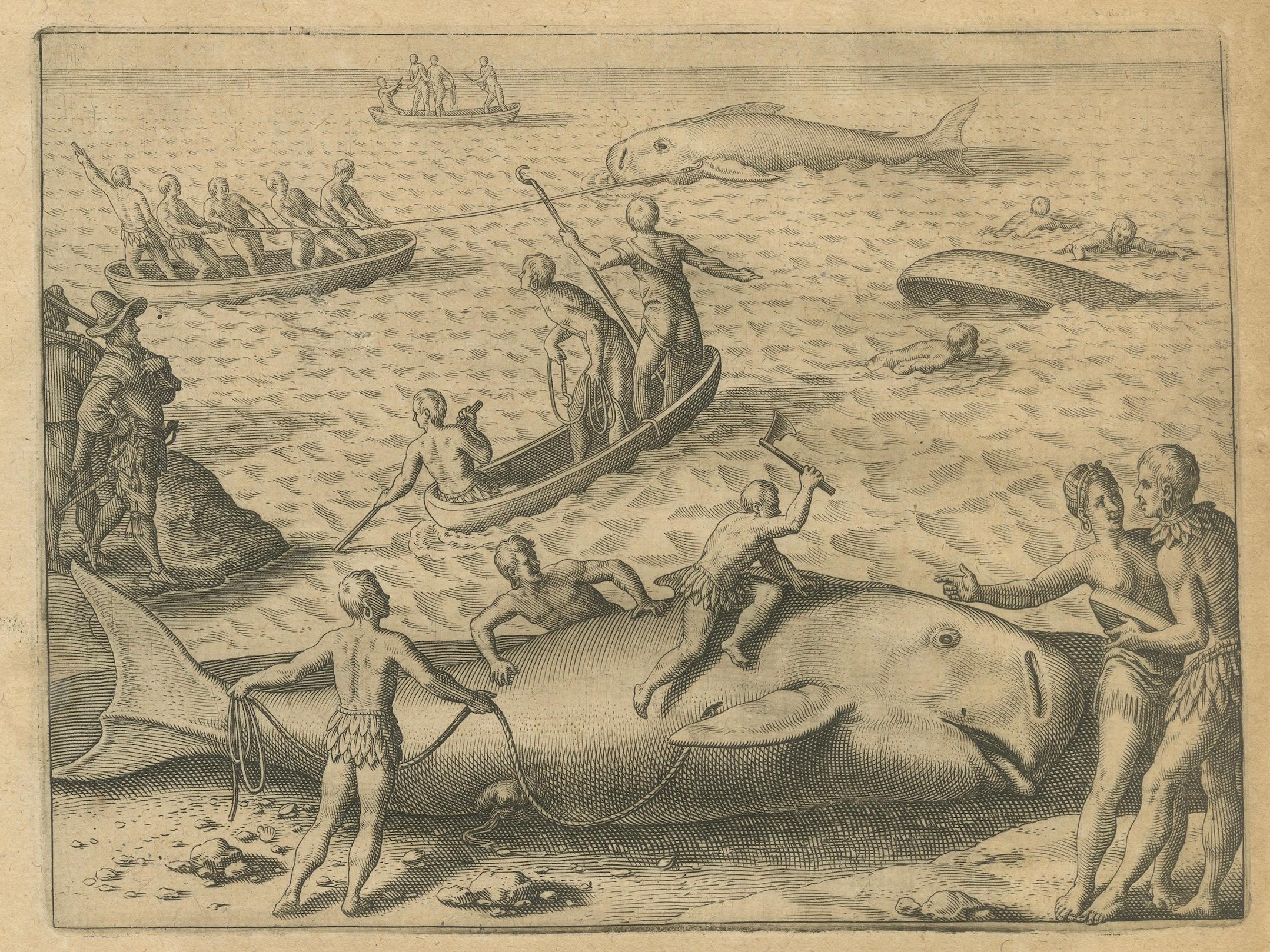 Exotic Encounters: Giant Crabs, Tortoises, Whales, and Cockfights - De Bry, 1598 For Sale 3
