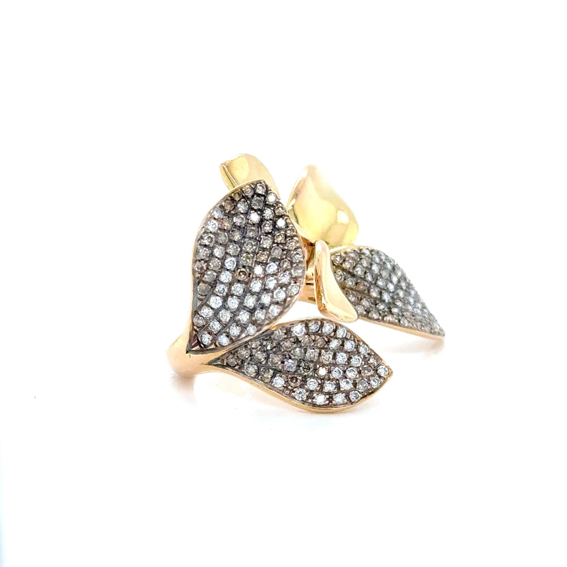 De las mujeres Anillo Flor Exótica 18Kt con 168 Diamantes Champagne 1,40 cts en venta