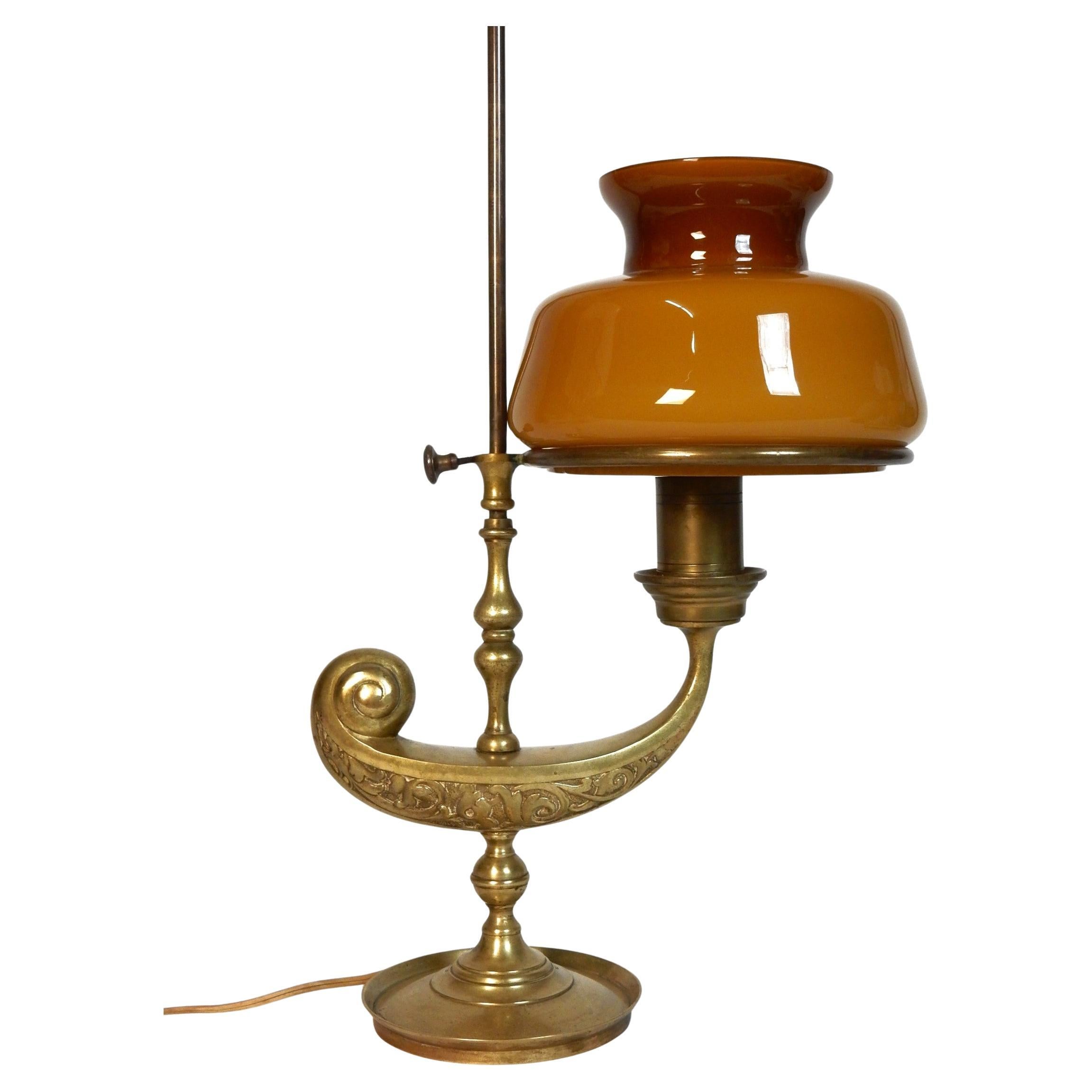 Lampada da scrivania esotica italiana di epoca Art Deco Magic Genie Student