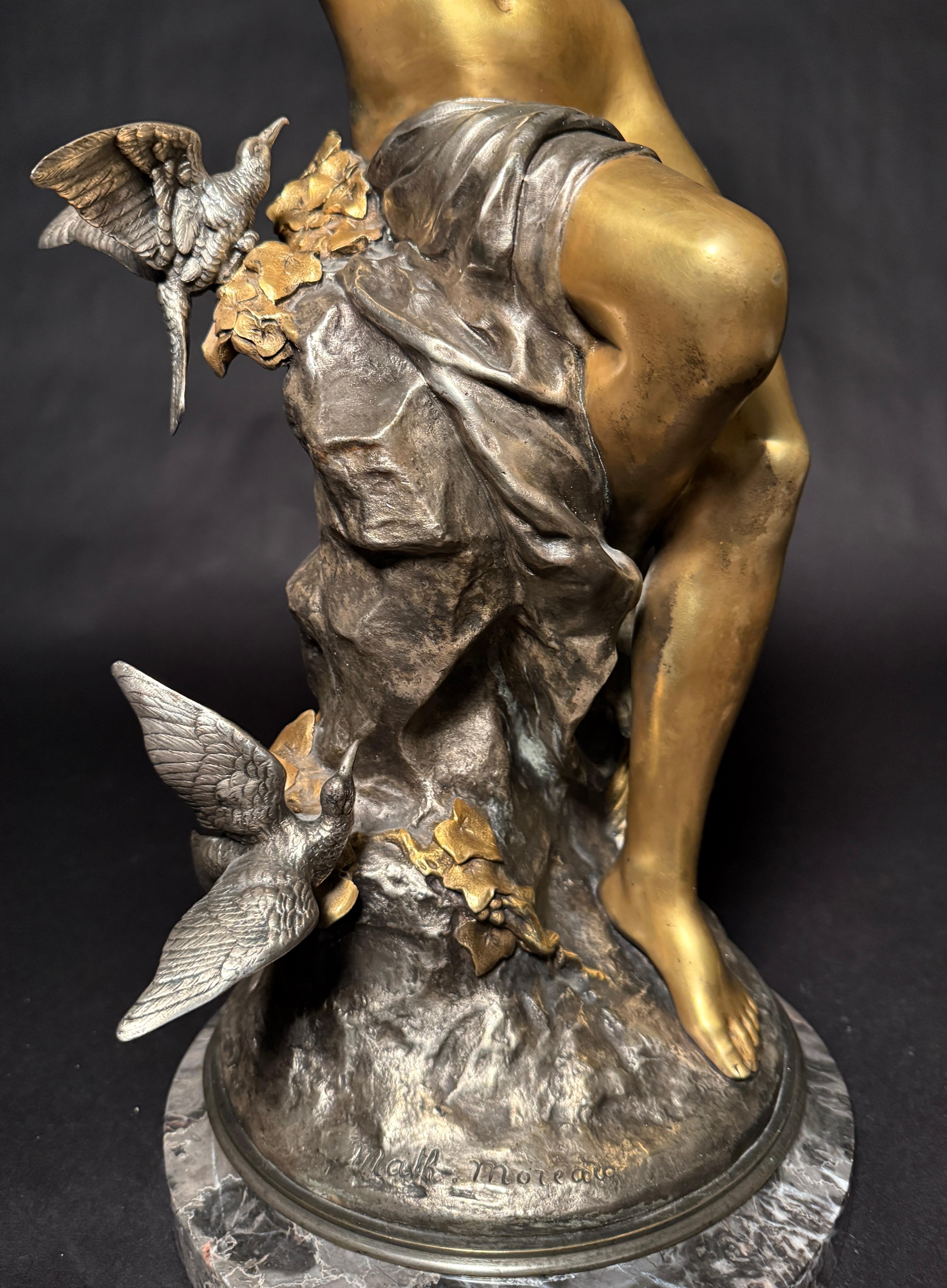 Francese Bronzo esotico dorato e argentato di Mathurin Moreau in vendita