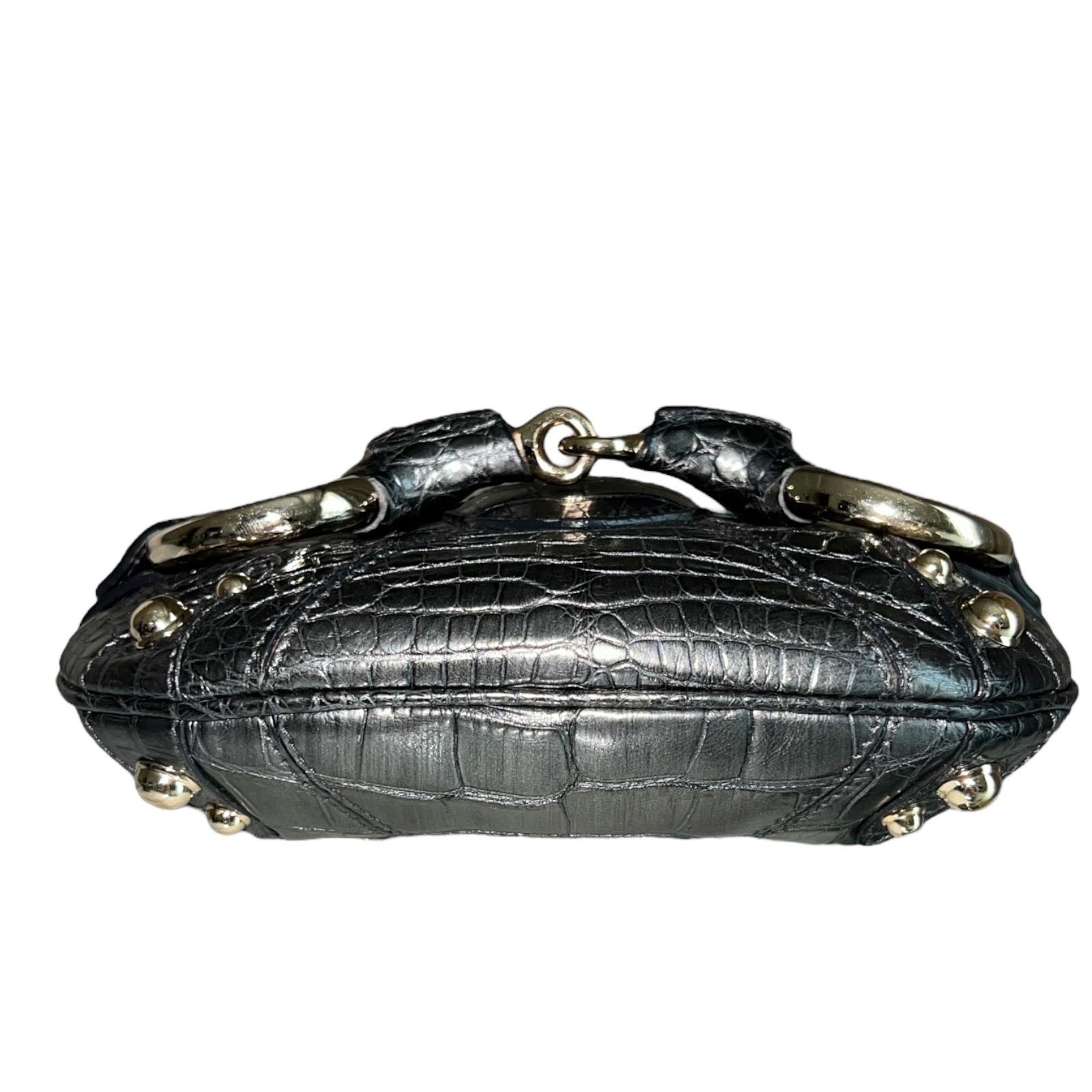 GUCCI by Tom Ford 2003/4 Exotische Krokodilhaut Metallic Grau Horsebit Clutch Bag im Angebot 1