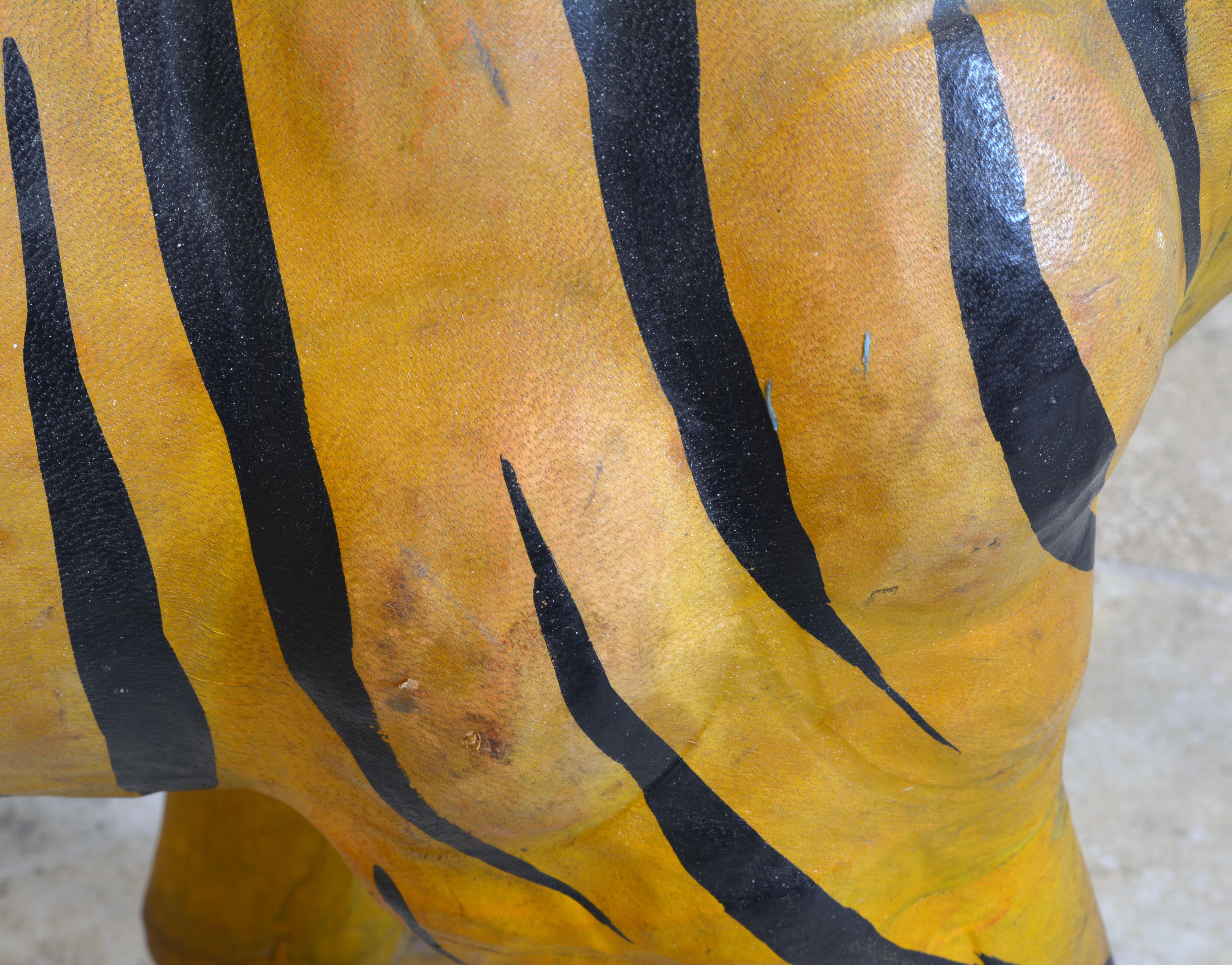 Exotic Huge Anglo Indian Leather Wrapped Sculpture of a Bengal Tiger 2