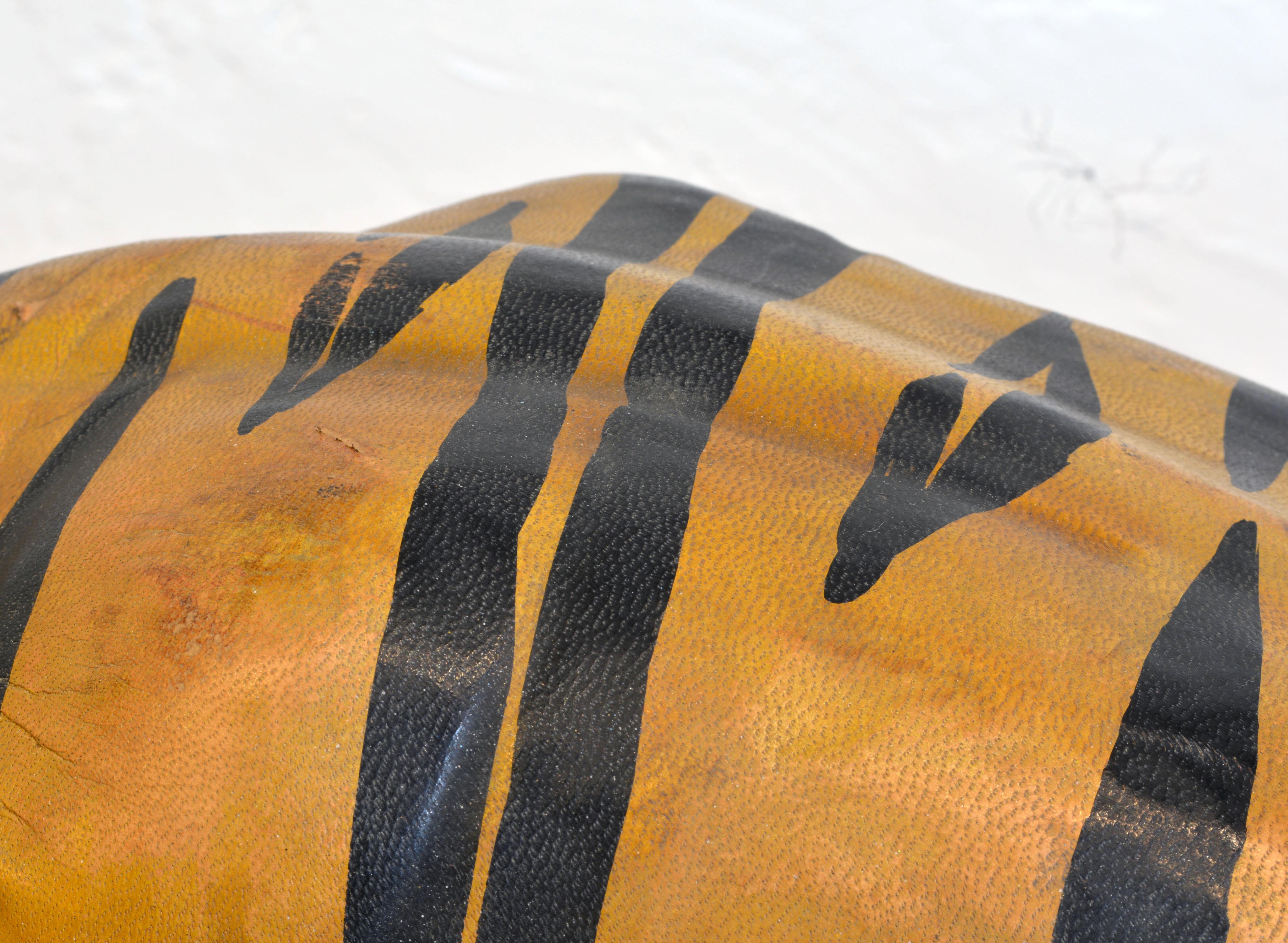 Exotic Huge Anglo Indian Leather Wrapped Sculpture of a Bengal Tiger 3